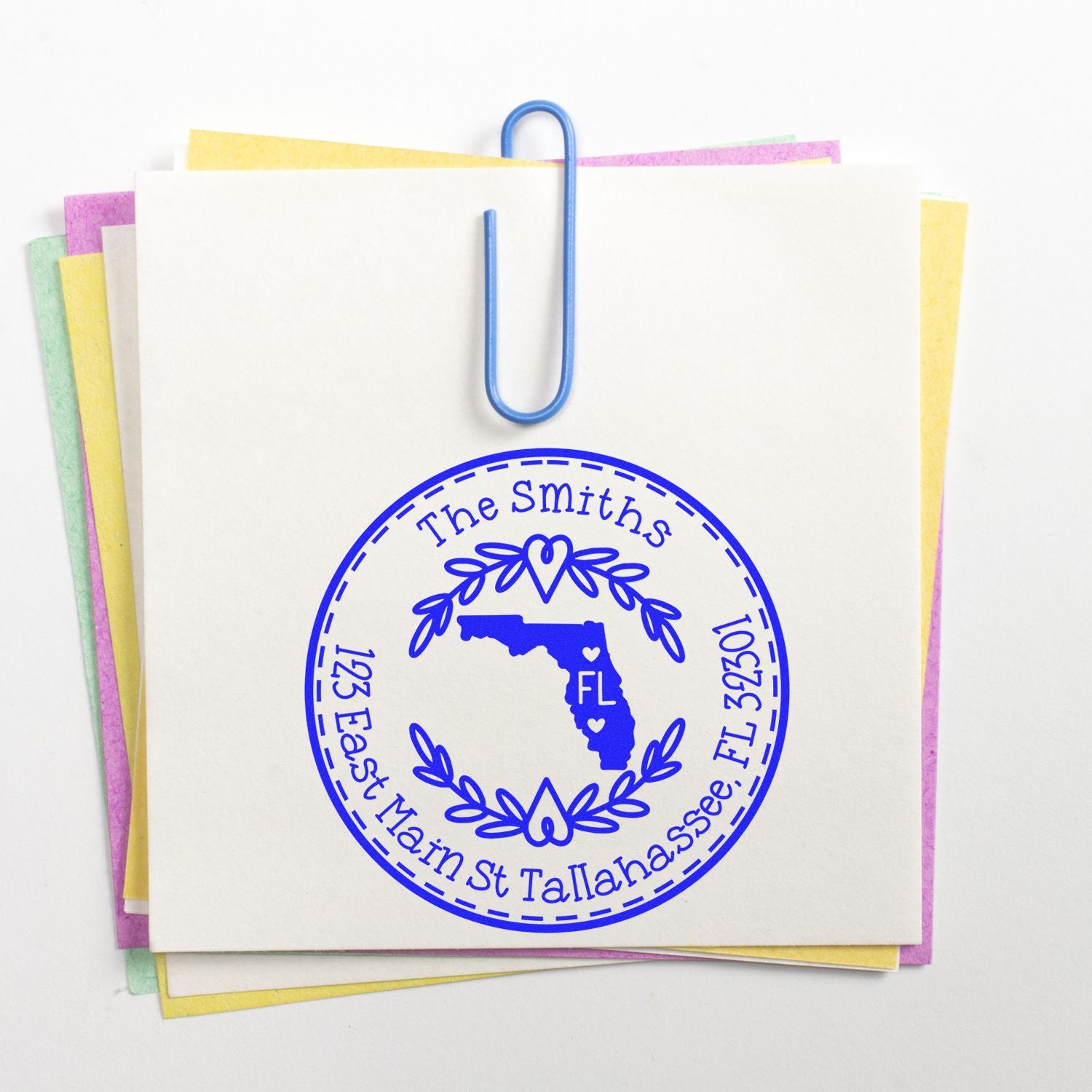 Slim Florida State Wreath Customizable Mail Pre-Inked Stamp - Engineer Seal Stamps