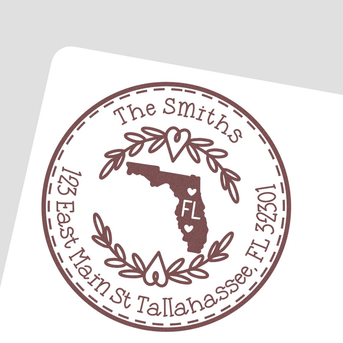 Slim Florida State Wreath Customizable Mail Pre-Inked Stamp - Engineer Seal Stamps