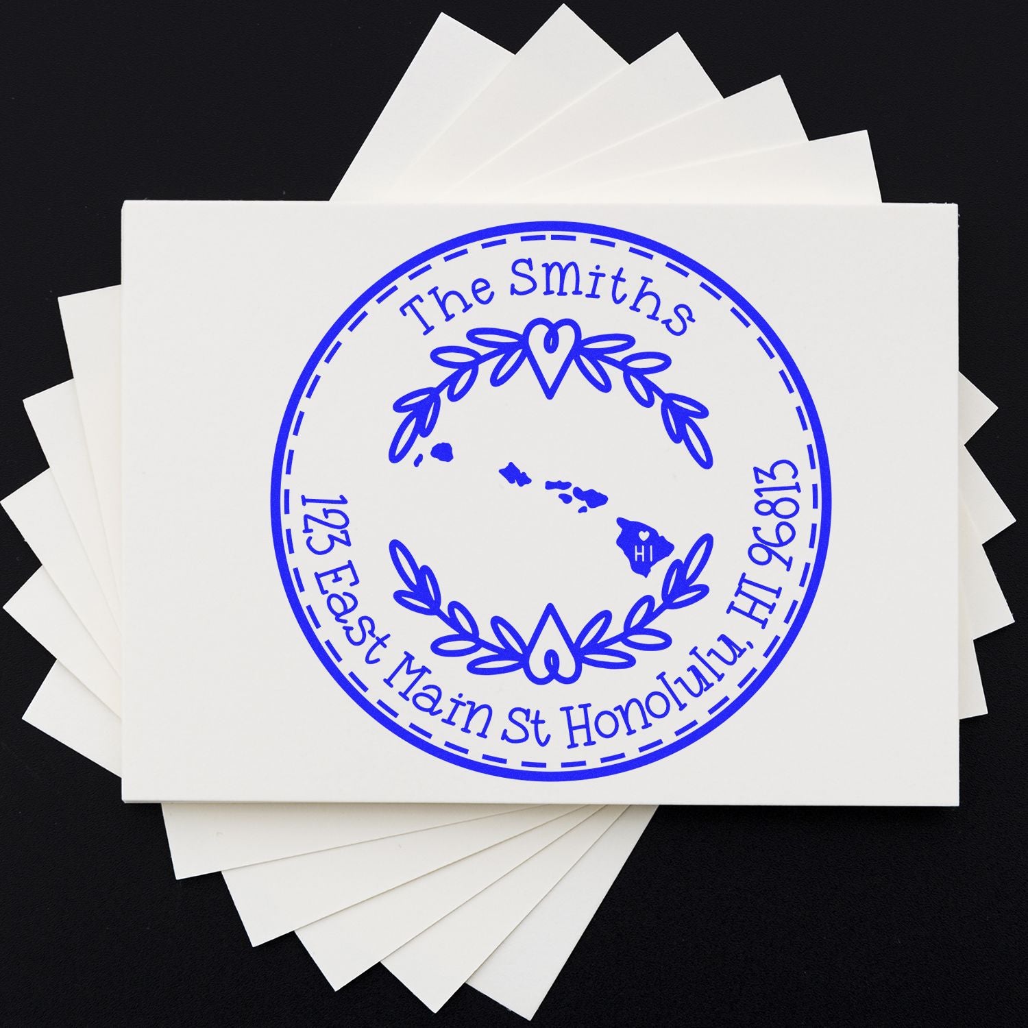 Slim Hawaii State Wreath Customizable Mailing Address Stamp - Engineer Seal Stamps