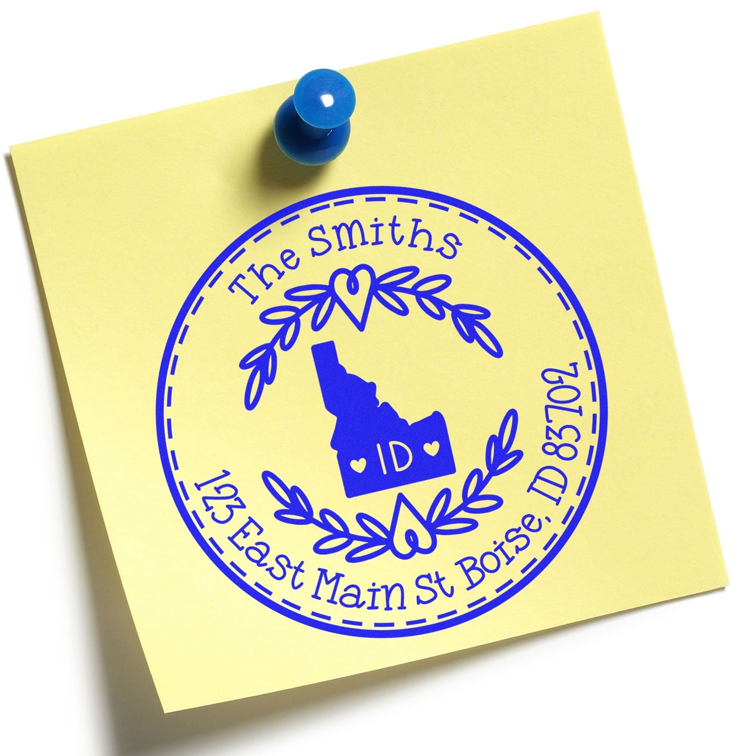 Wooden Handle Round Idaho State Wreath Custom-Made Return Address Rubber Stamp - Engineer Seal Stamps