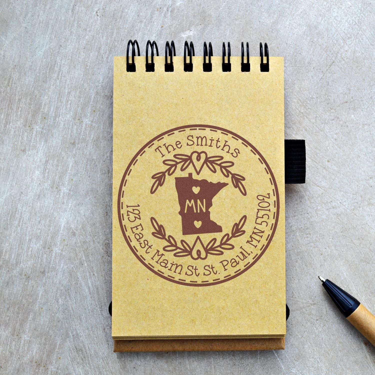 Self-Inking Round Minnesota State Wreath Custom-Made Mail Rubber Stamp - Engineer Seal Stamps