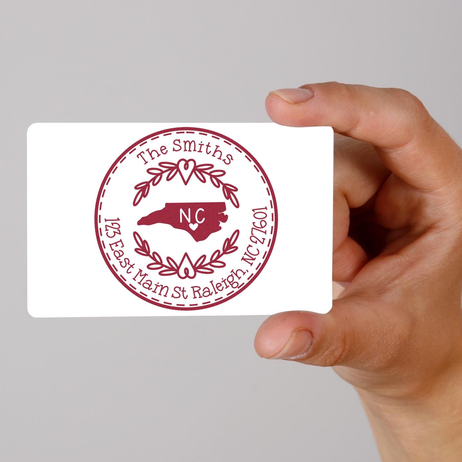 Slim North Carolina State Wreath Customized Address Return Pre-Inked Stamp - Engineer Seal Stamps