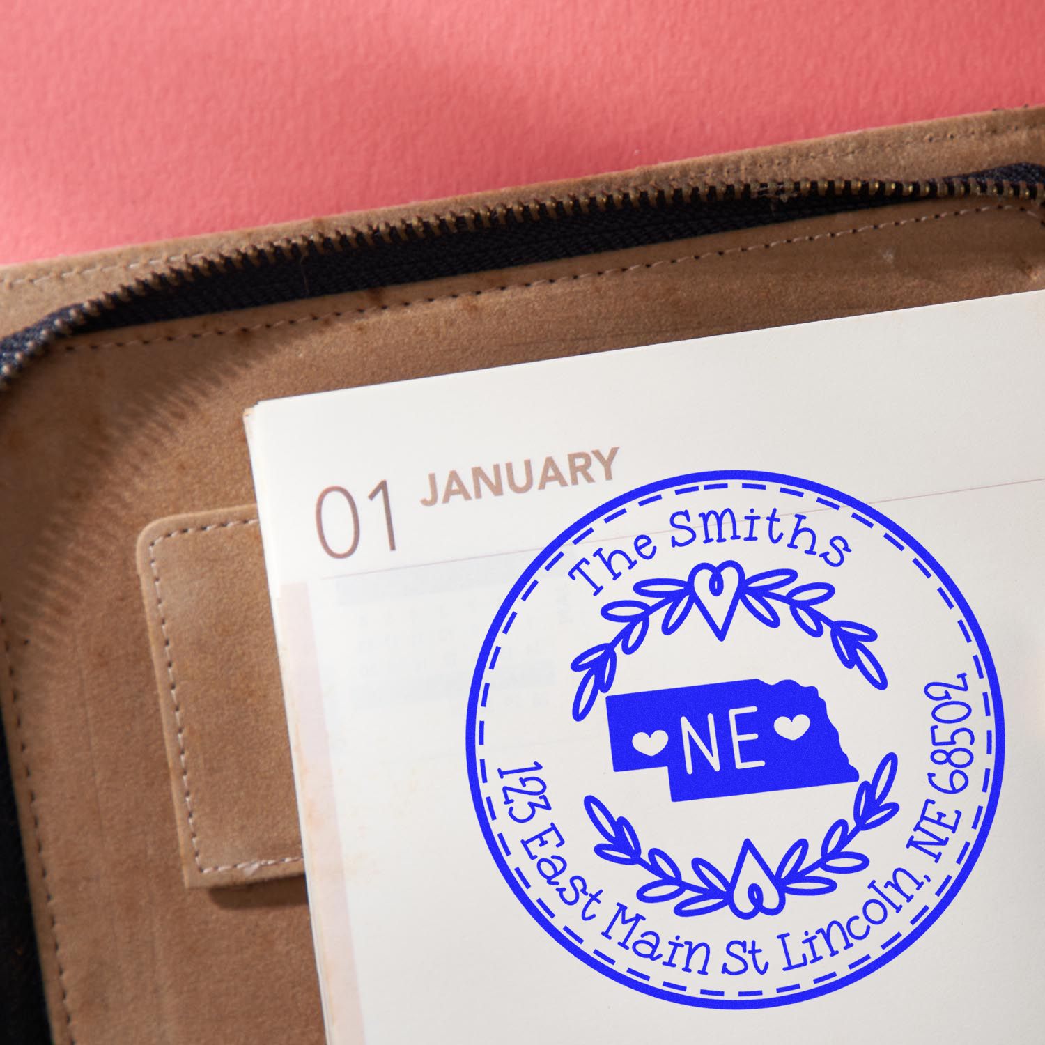 Slim Nebraska State Wreath Customizable Return Address Pre-Inked Stamp - Engineer Seal Stamps