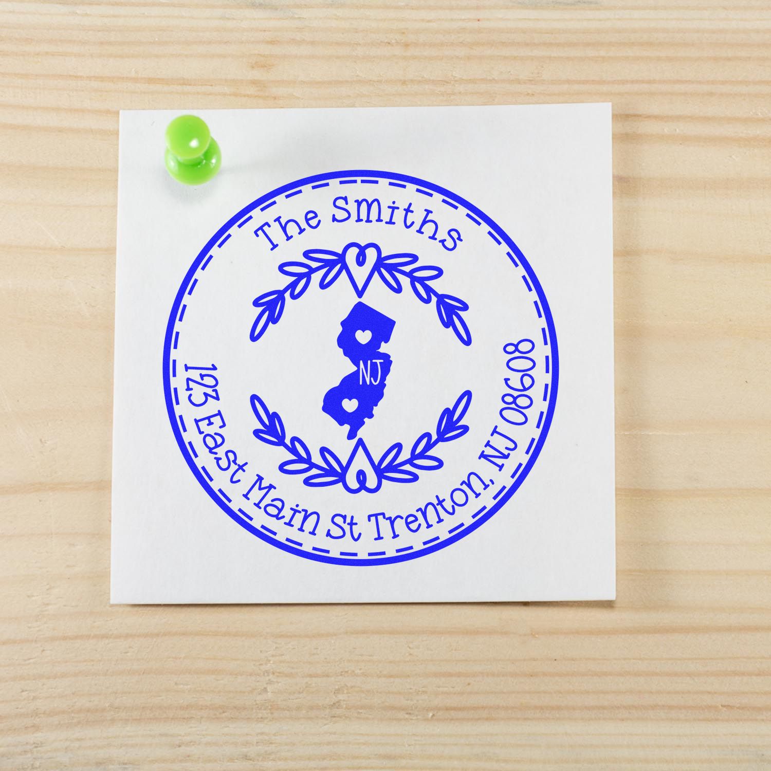 Self-Inking Round New Jersey State Wreath Custom-Made Mailing Stamp - Engineer Seal Stamps