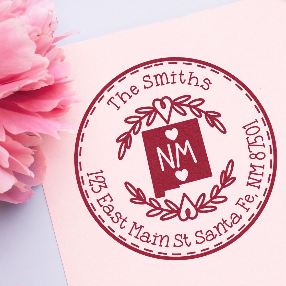 Round PSI New Mexico State Wreath Customized New Home Address Stamp - Engineer Seal Stamps