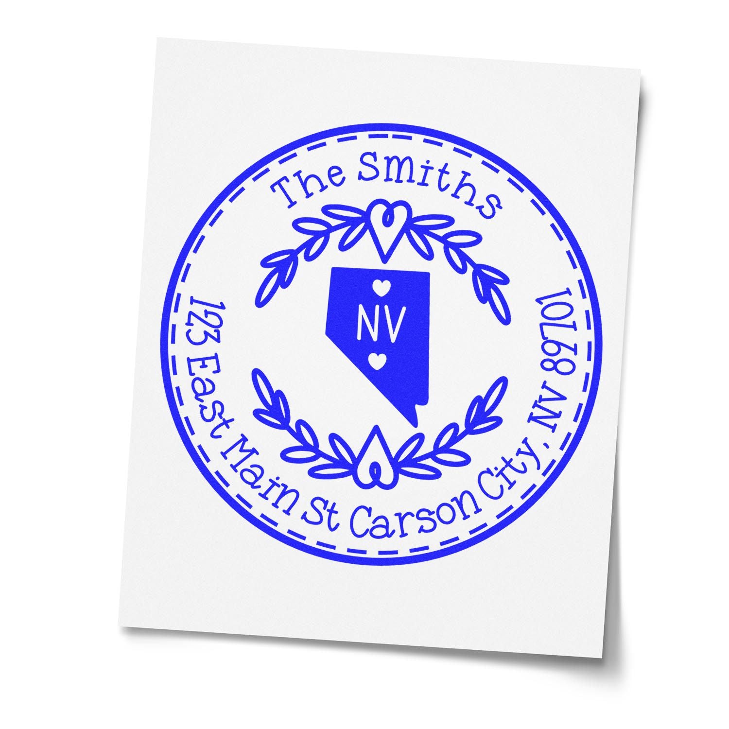 Wooden Handle Round Nevada State Wreath Mailing Rubber Stamp - Engineer Seal Stamps