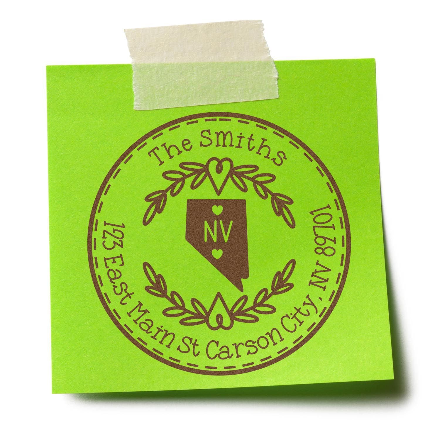 Wooden Handle Round Nevada State Wreath Mailing Rubber Stamp - Engineer Seal Stamps