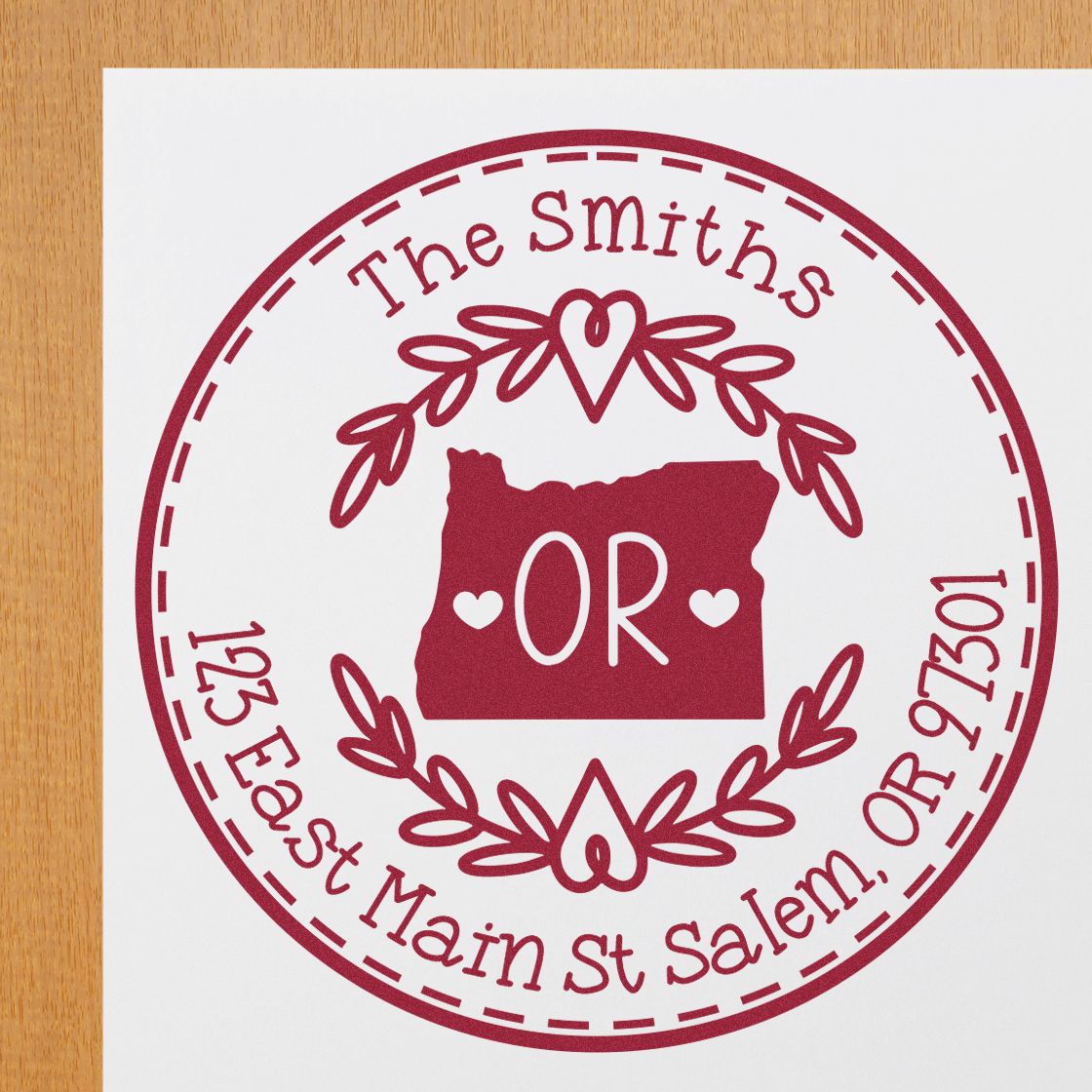 Round PSI Oregon State Wreath Custom-Made Address Label Stamp - Engineer Seal Stamps