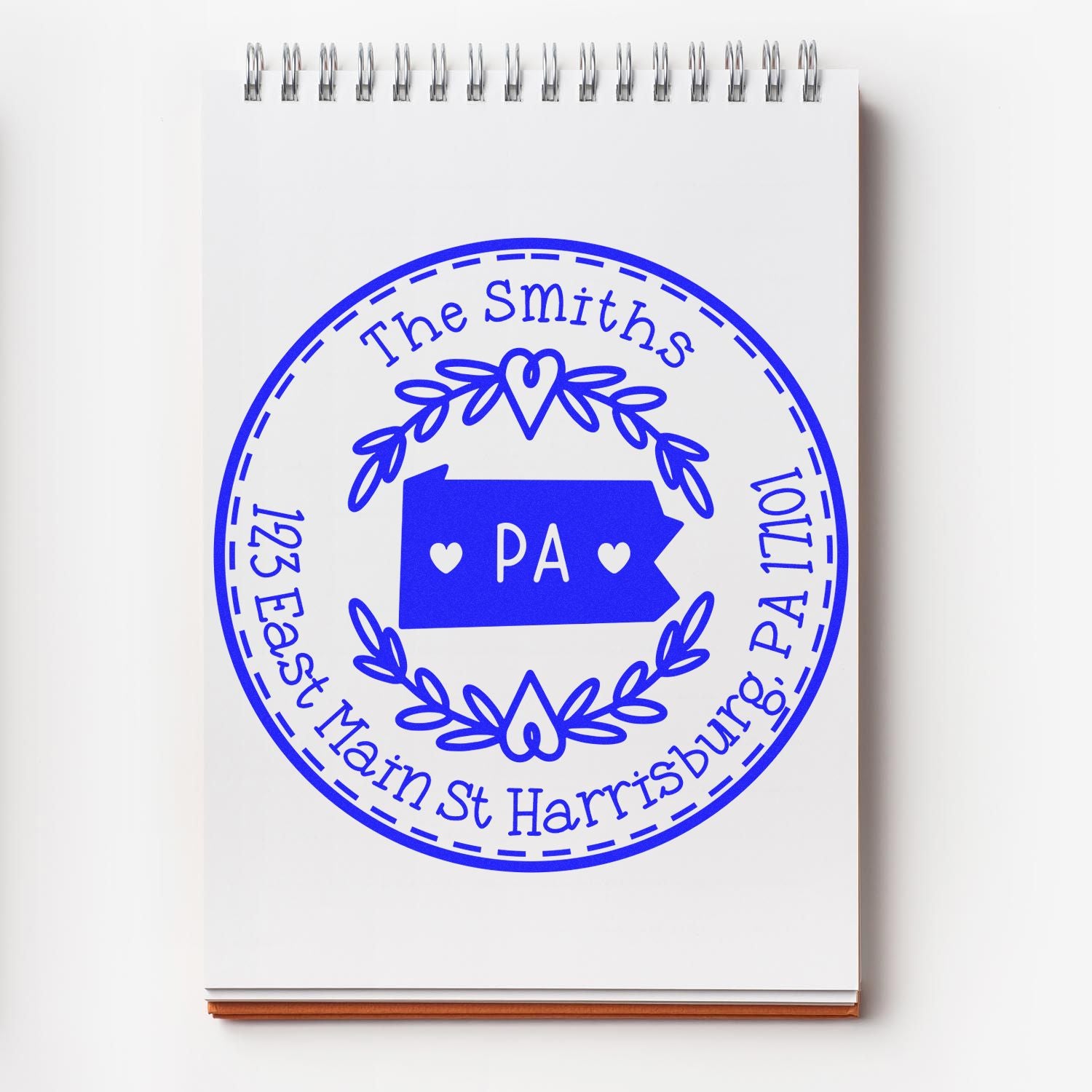 Slim Pennsylvania State Wreath Customized Home Address For Envelopes Stamp - Engineer Seal Stamps