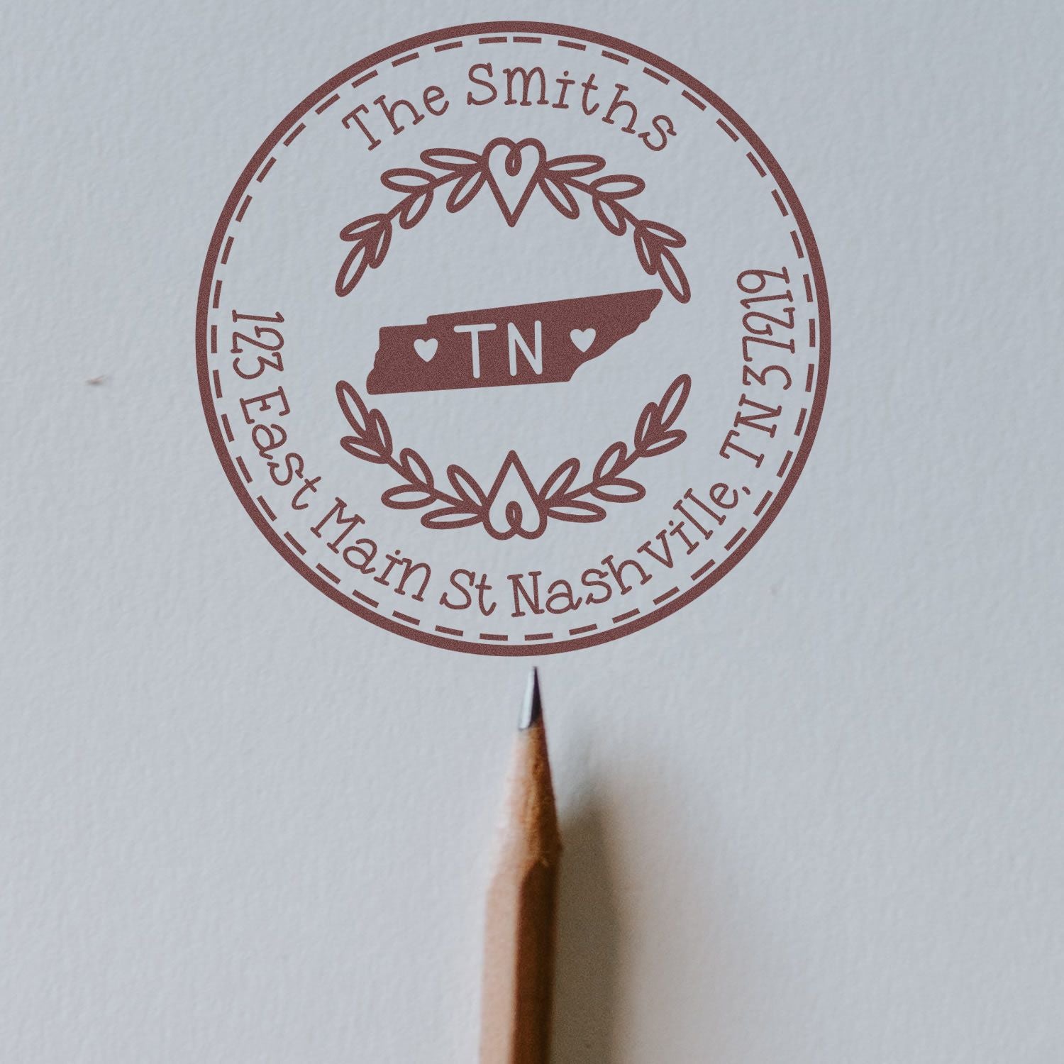 Round PSI Tennessee State Wreath Custom-Made Address Pre-Inked Stamp - Engineer Seal Stamps