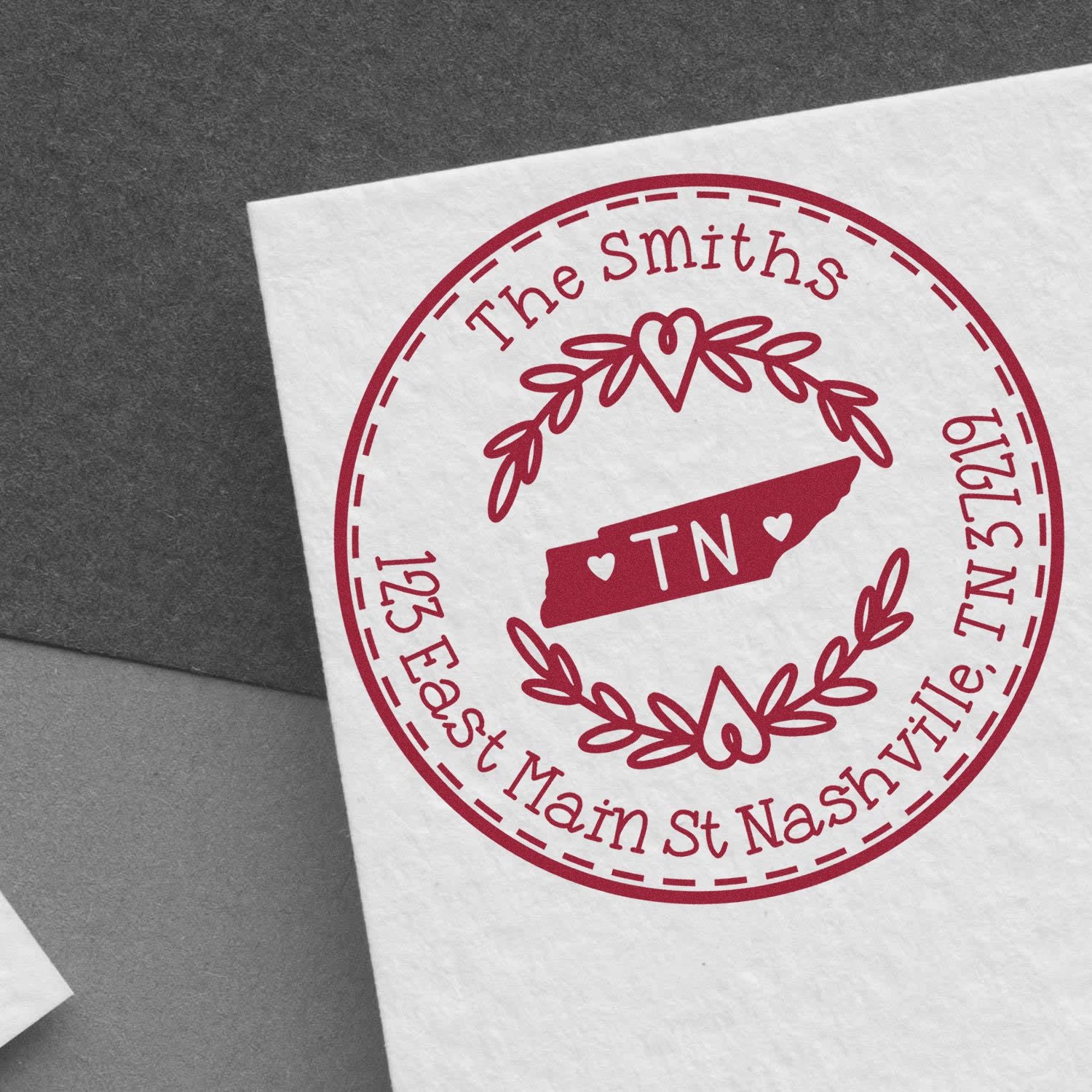 Round PSI Tennessee State Wreath Custom-Made Address Pre-Inked Stamp - Engineer Seal Stamps