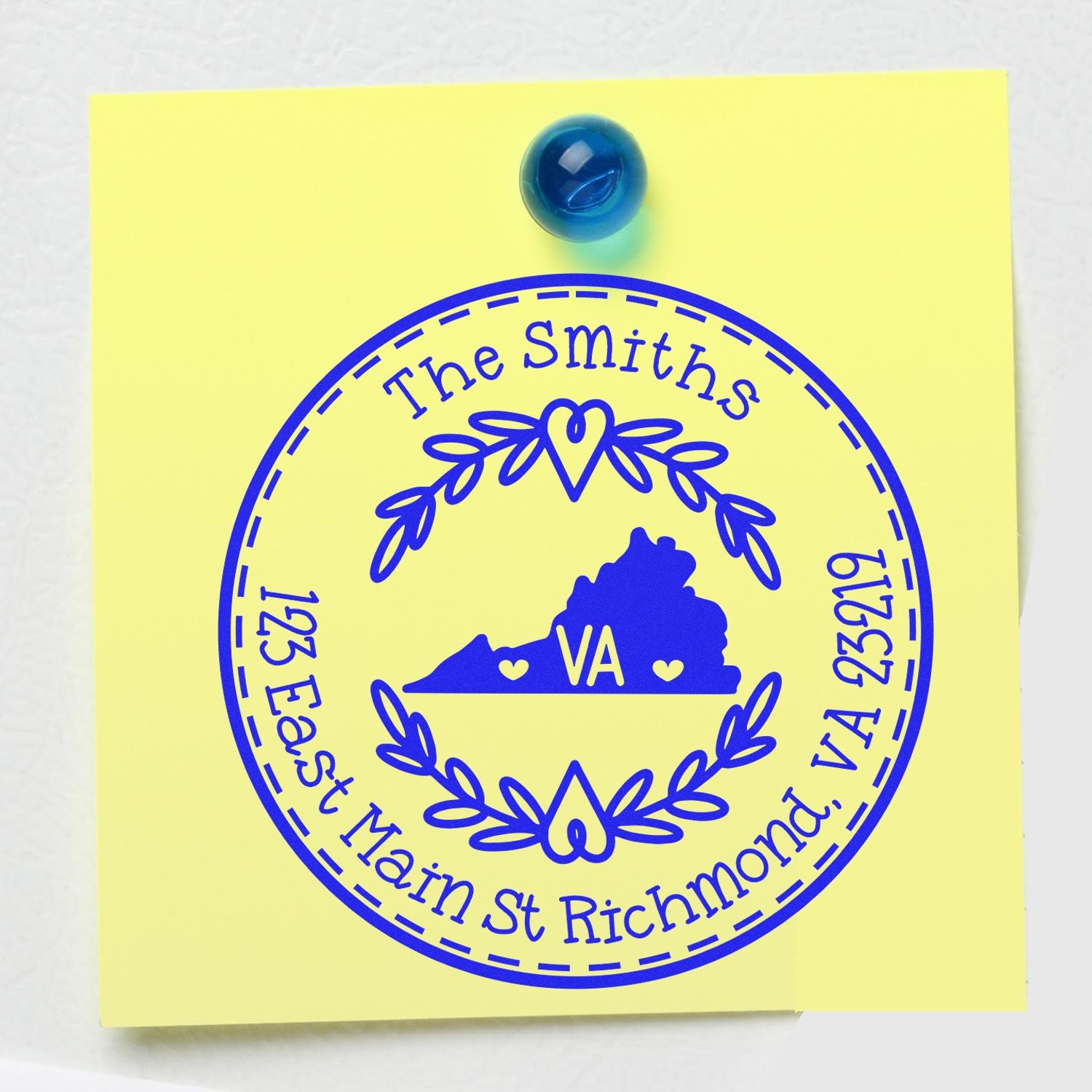 Slim Virginia State Wreath Customized Mail Pre-Inked Stamp - Engineer Seal Stamps