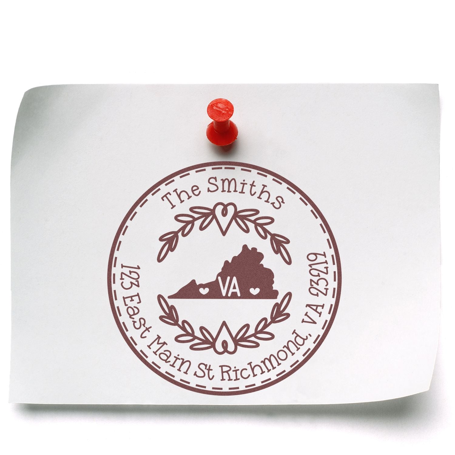 Self-Inking Round Virginia State Wreath Home Address For Envelopes Stamper - Engineer Seal Stamps