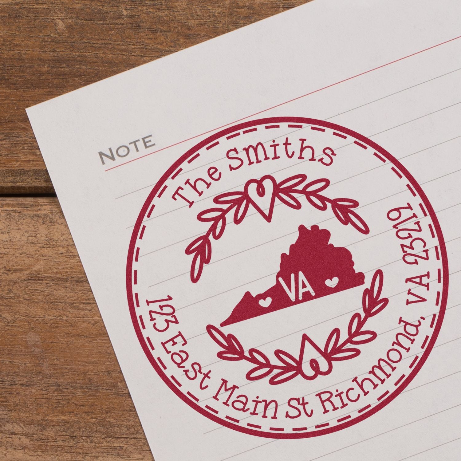 Round PSI Virginia State Wreath Custom-Made Home Address For Envelopes Stamp - Engineer Seal Stamps