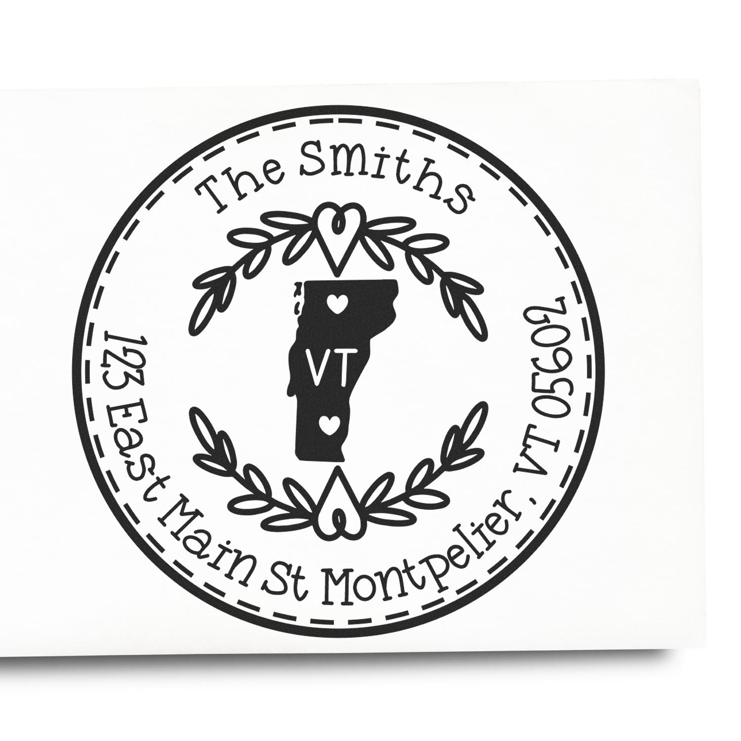 Self-Inking Round Vermont State Wreath Home Address For Envelopes Stamp - Engineer Seal Stamps