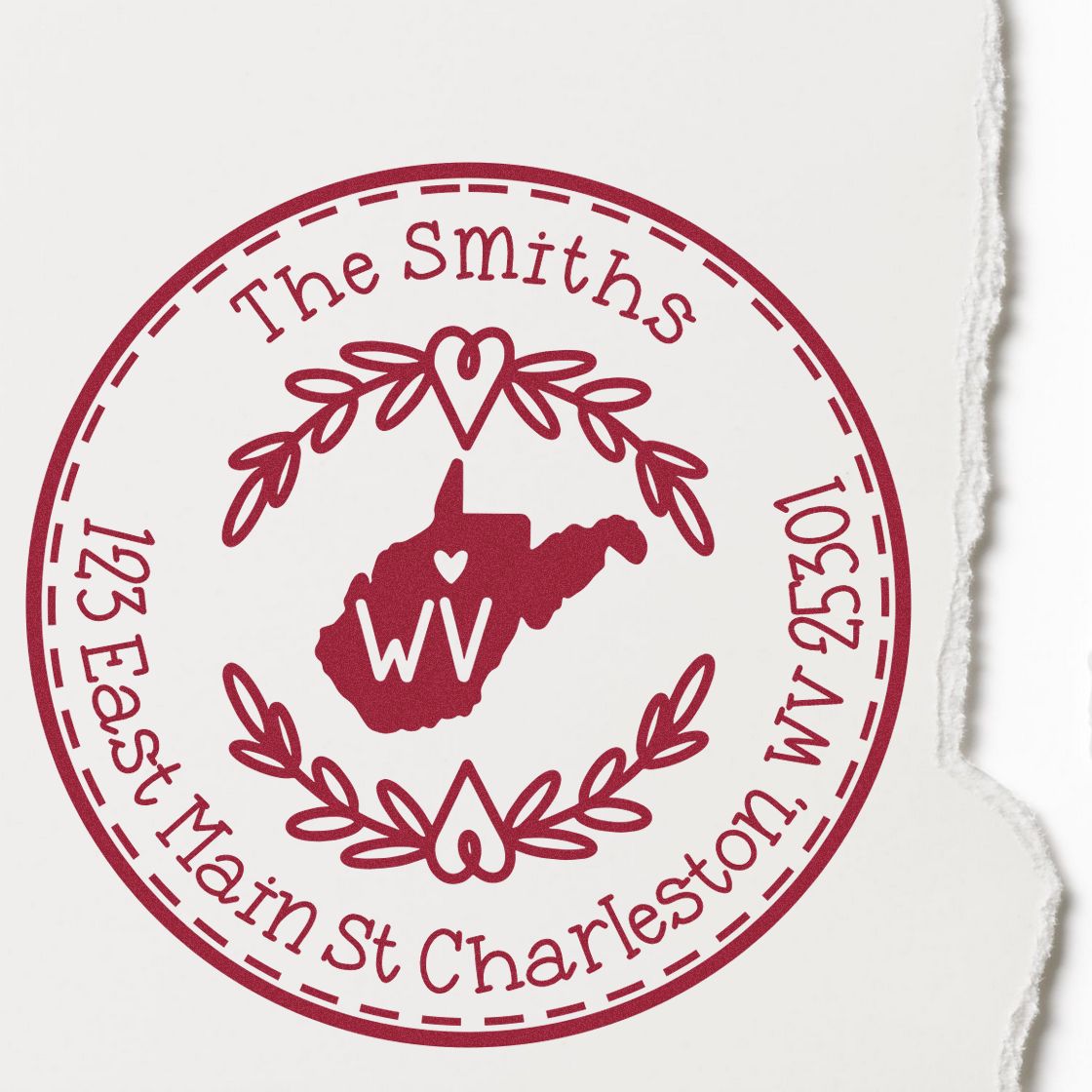 Round PSI West Virginia State Wreath Custom-Made Home Address Pre-Inked Stamp - Engineer Seal Stamps