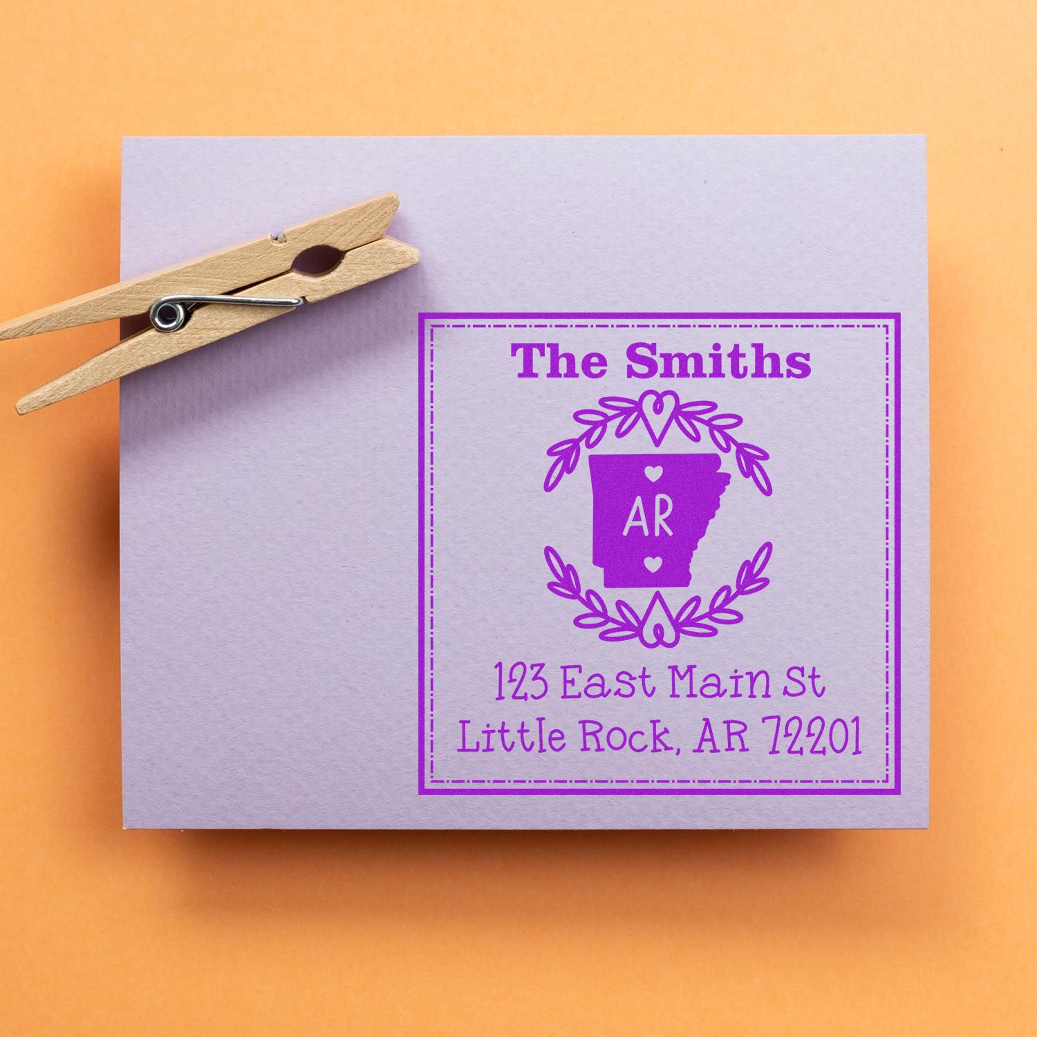 Slim Arkansas State Wreath Custom-Made Mailing Address Stamp - Engineer Seal Stamps