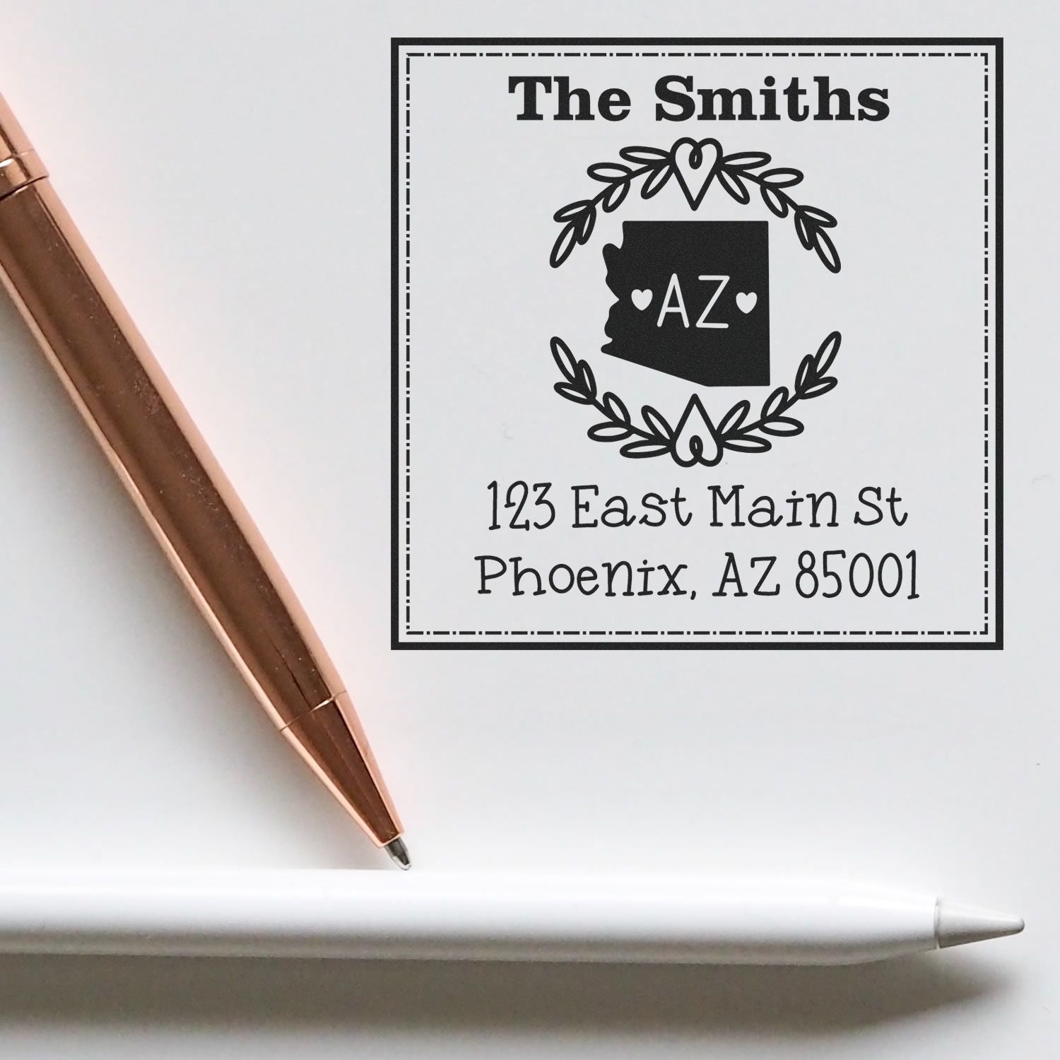 Slim Arizona State Wreath Custom-Made Address Return Pre-Inked Stamp - Engineer Seal Stamps
