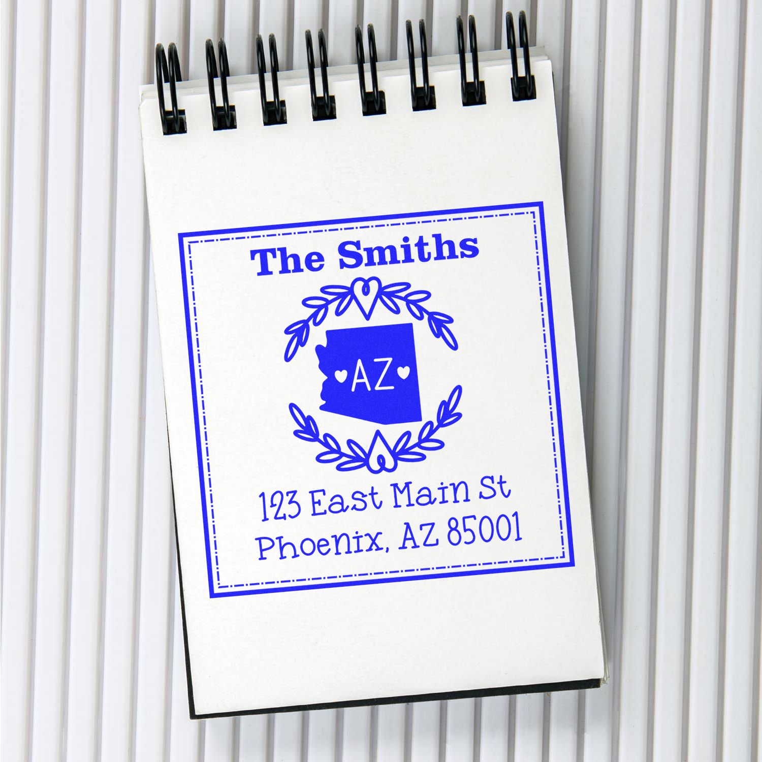 Wood Handle Arizona State Wreath Customizable Address Label Rubber Stamp - Engineer Seal Stamps