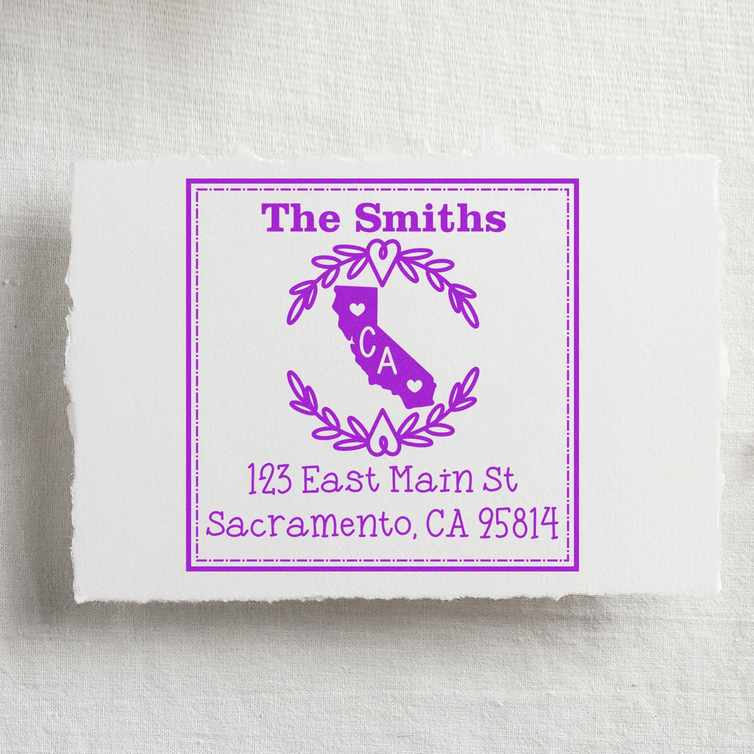 Slim California State Wreath Custom-Made Mailing Address Stamper - Engineer Seal Stamps