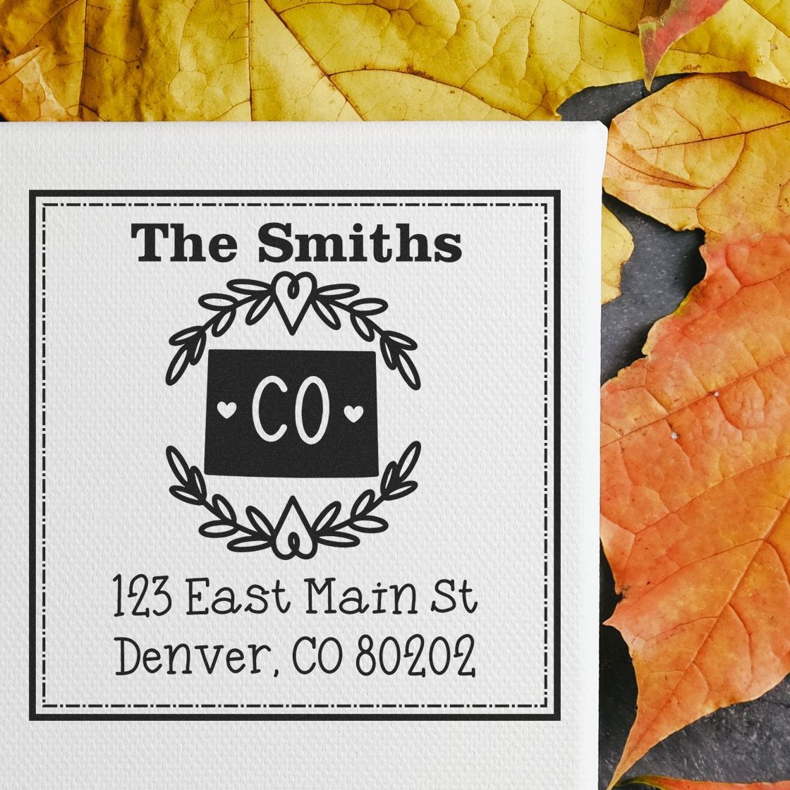 PSI Pre-Inked Colorado State Wreath Custom-Made New Home Address Stamp - Engineer Seal Stamps