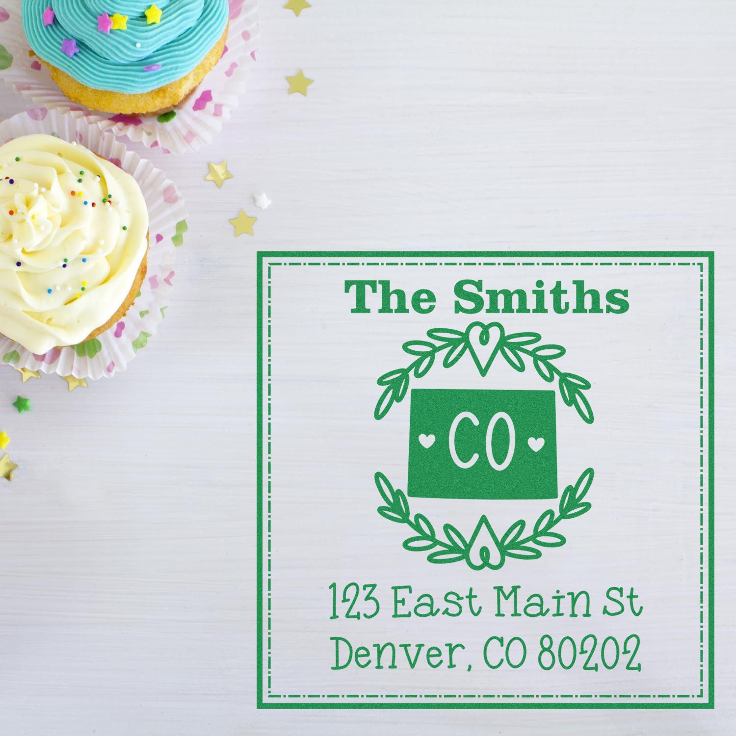 Slim Colorado State Wreath Custom-Made Mailing Address Pre-Inked Stamp - Engineer Seal Stamps