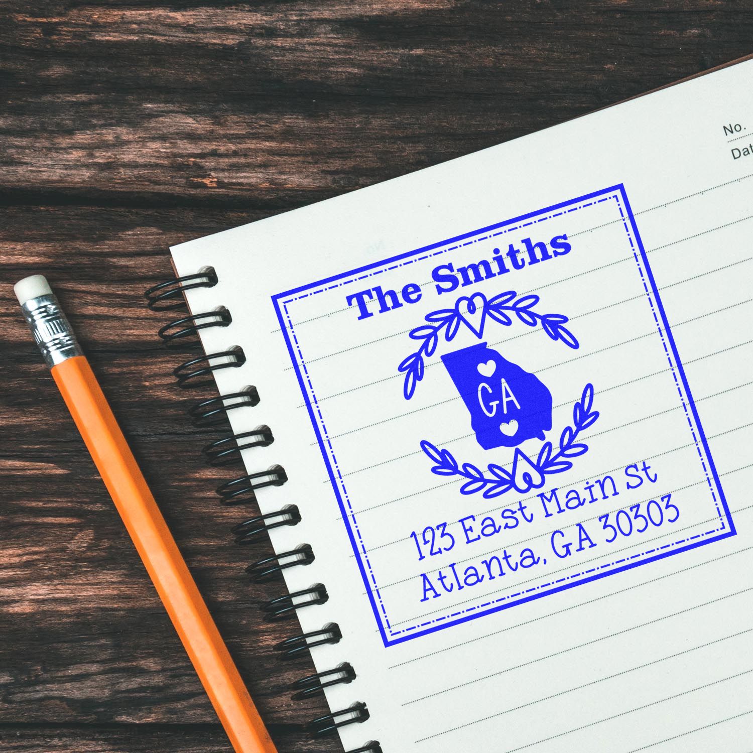 Slim Georgia State Wreath Custom-Made New Address Stamp - Engineer Seal Stamps