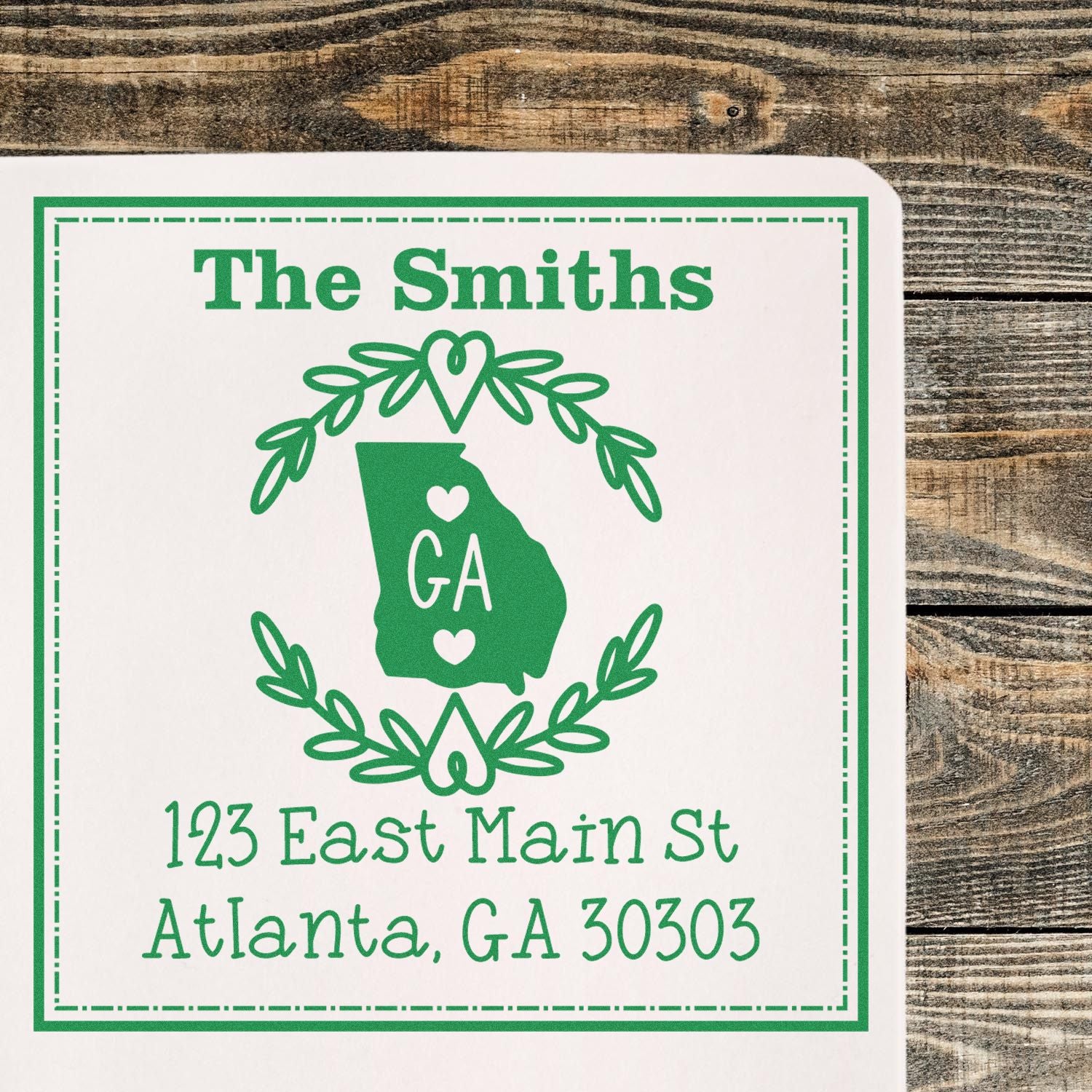PSI Pre-Inked Georgia State Wreath Custom-Made Address Return Stamper - Engineer Seal Stamps