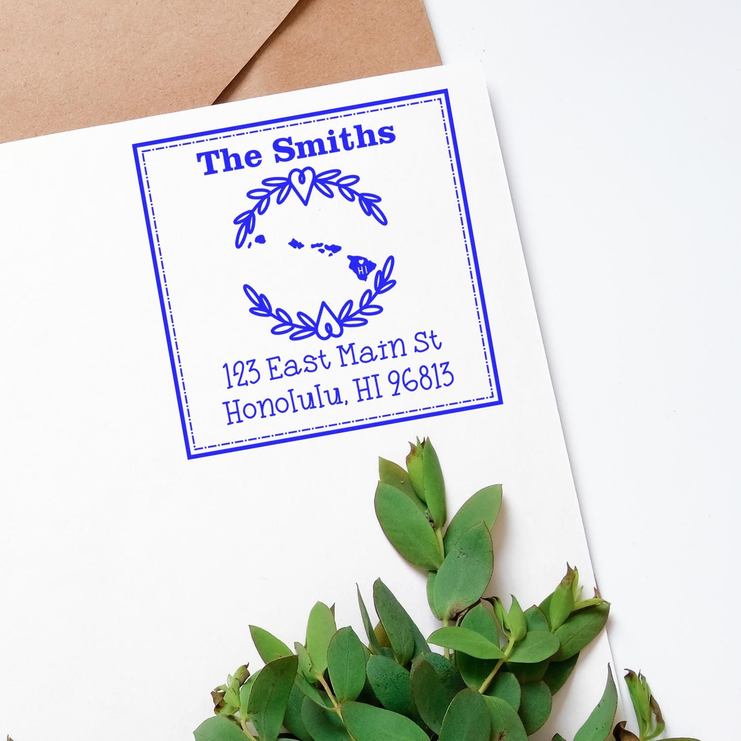 Self-Inking Hawaii State Wreath Custom-Made Home Address Stamp - Engineer Seal Stamps