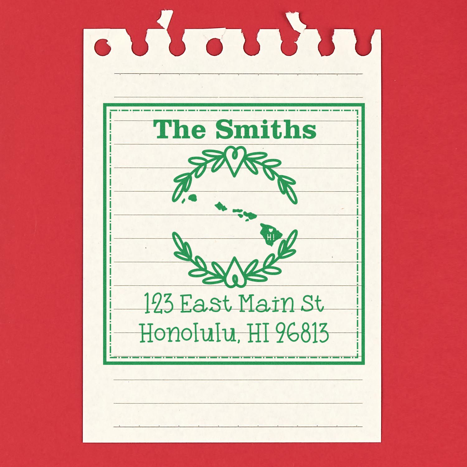 PSI Pre-Inked Hawaii State Wreath Custom-Made Address Return Rubber Stamp - Engineer Seal Stamps