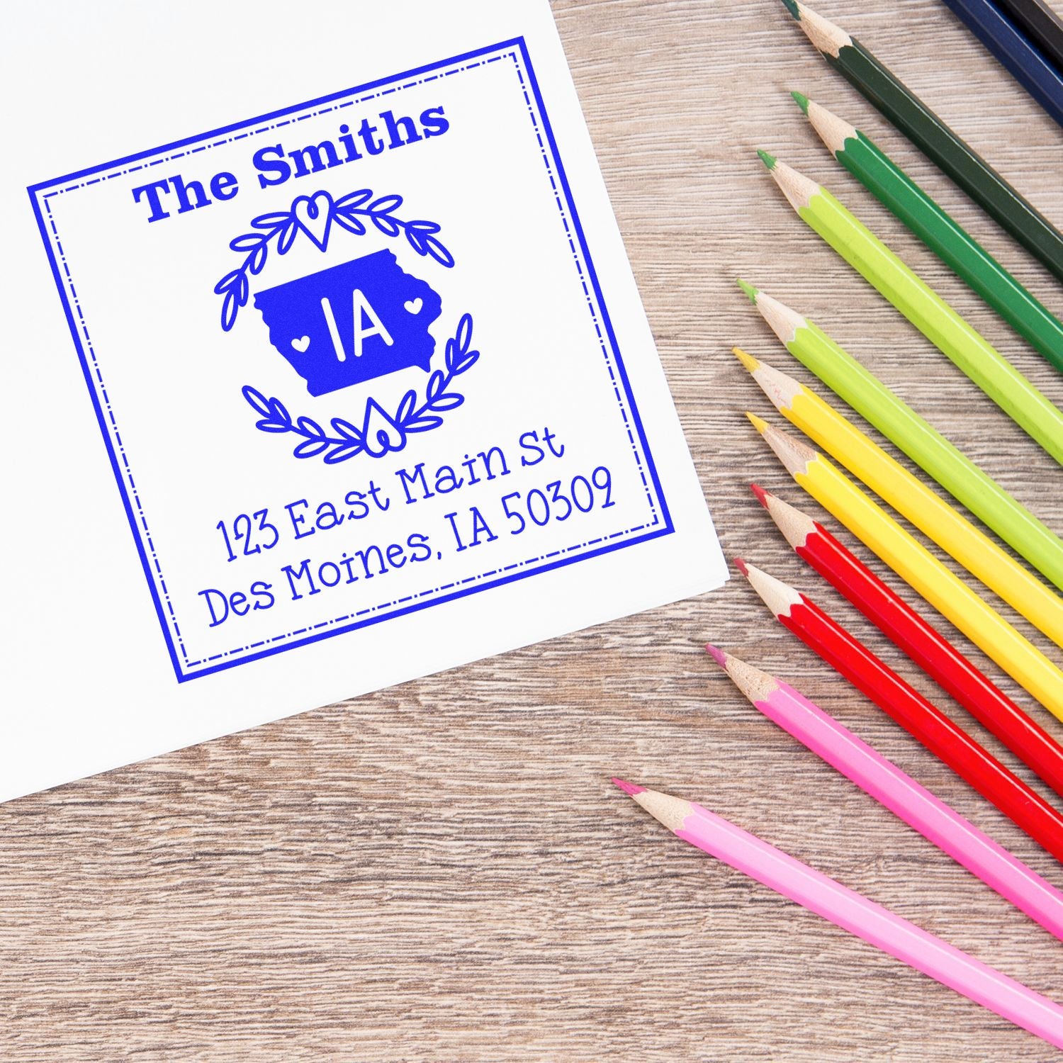PSI Pre-Inked Iowa State Wreath Custom-Made Mail Address Stamp - Engineer Seal Stamps