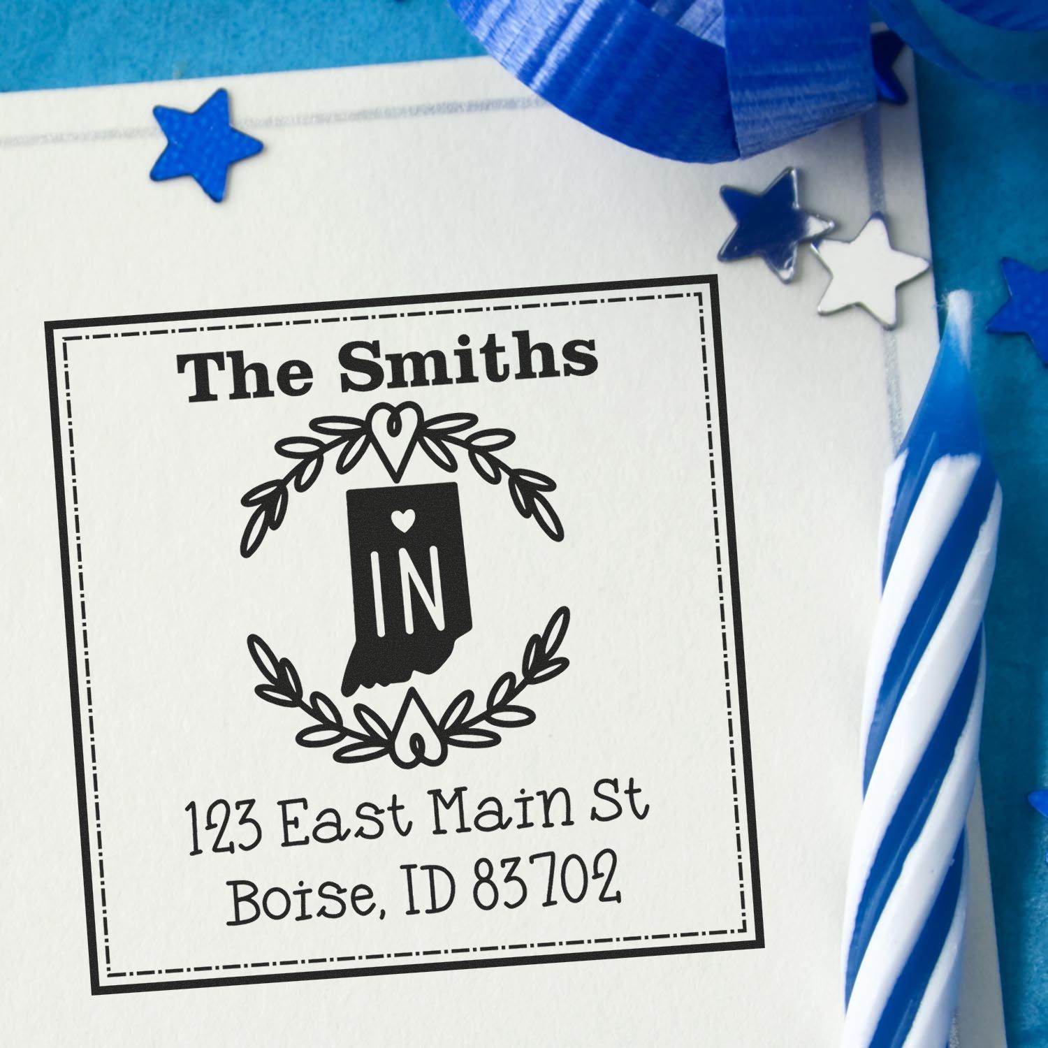 Slim Idaho State Wreath Custom-Made New Address Pre-Inked Stamp - Engineer Seal Stamps