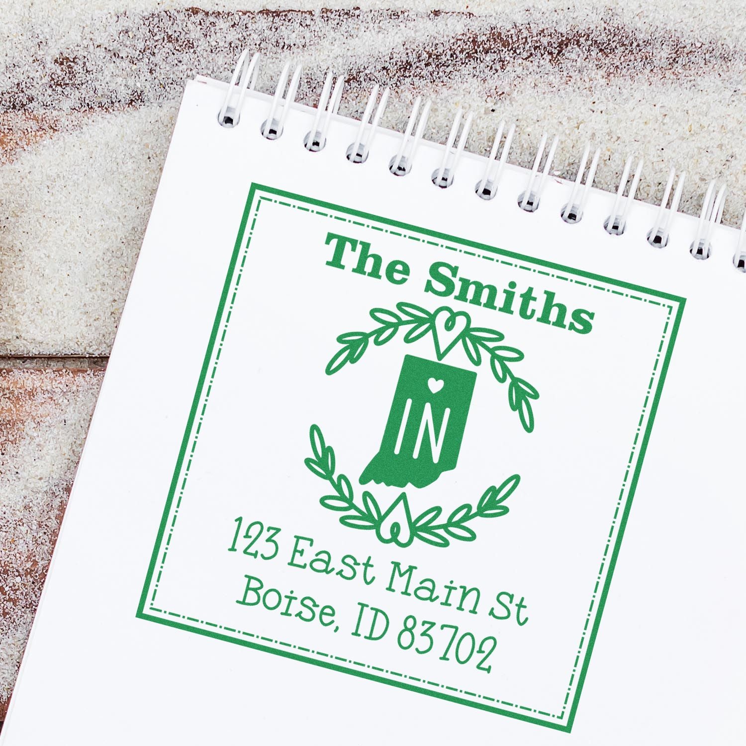 Wood Handle Idaho State Wreath Custom-Made Name and Address Rubber Stamp - Engineer Seal Stamps