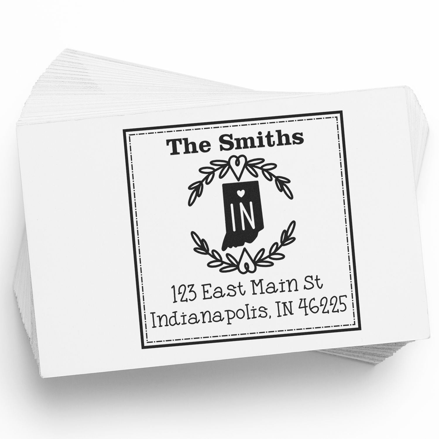 Slim Indiana State Wreath Custom-Made Home Address for Envelopes Stamper - Engineer Seal Stamps