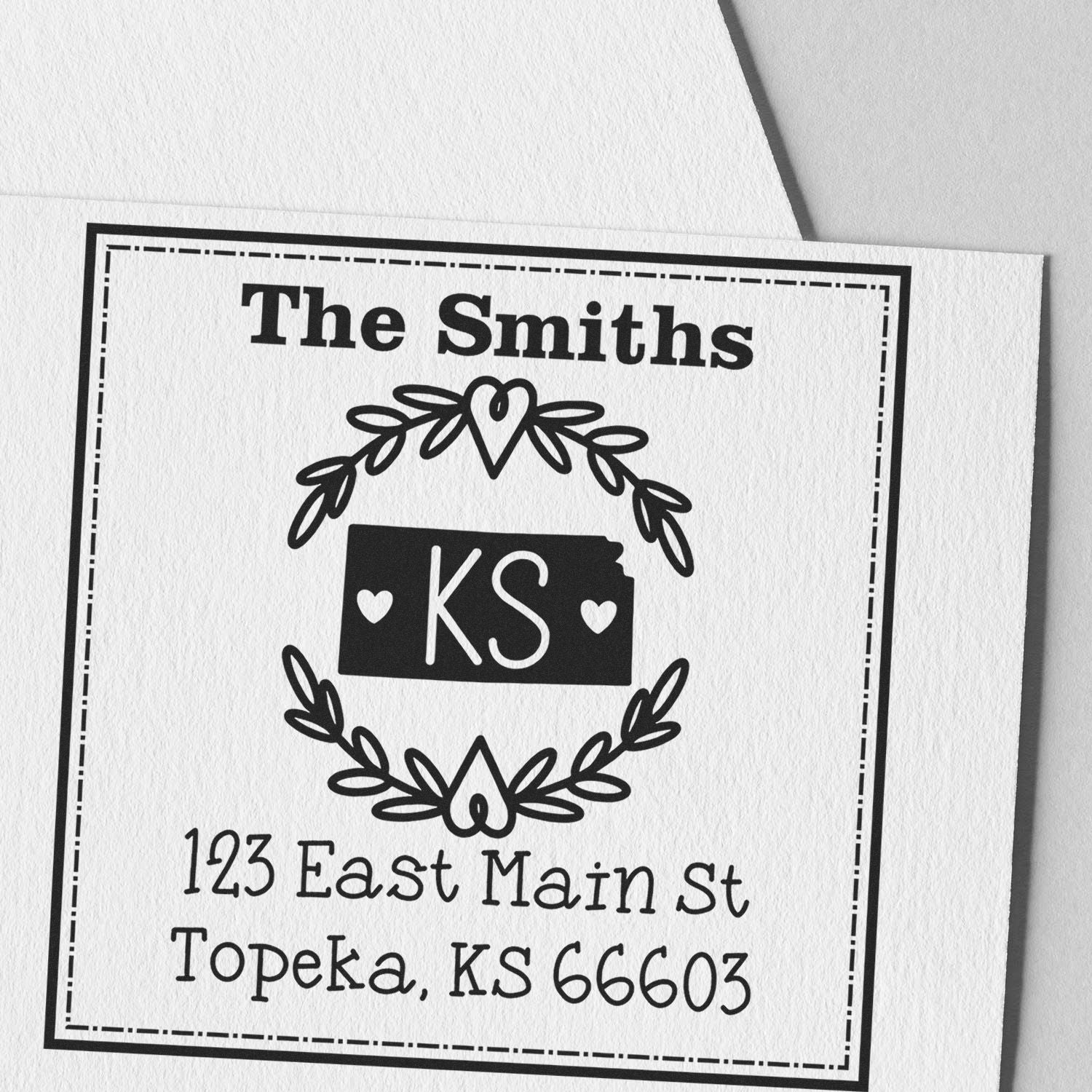 Slim Kansas State Wreath Custom-Made Address Label Stamp - Engineer Seal Stamps