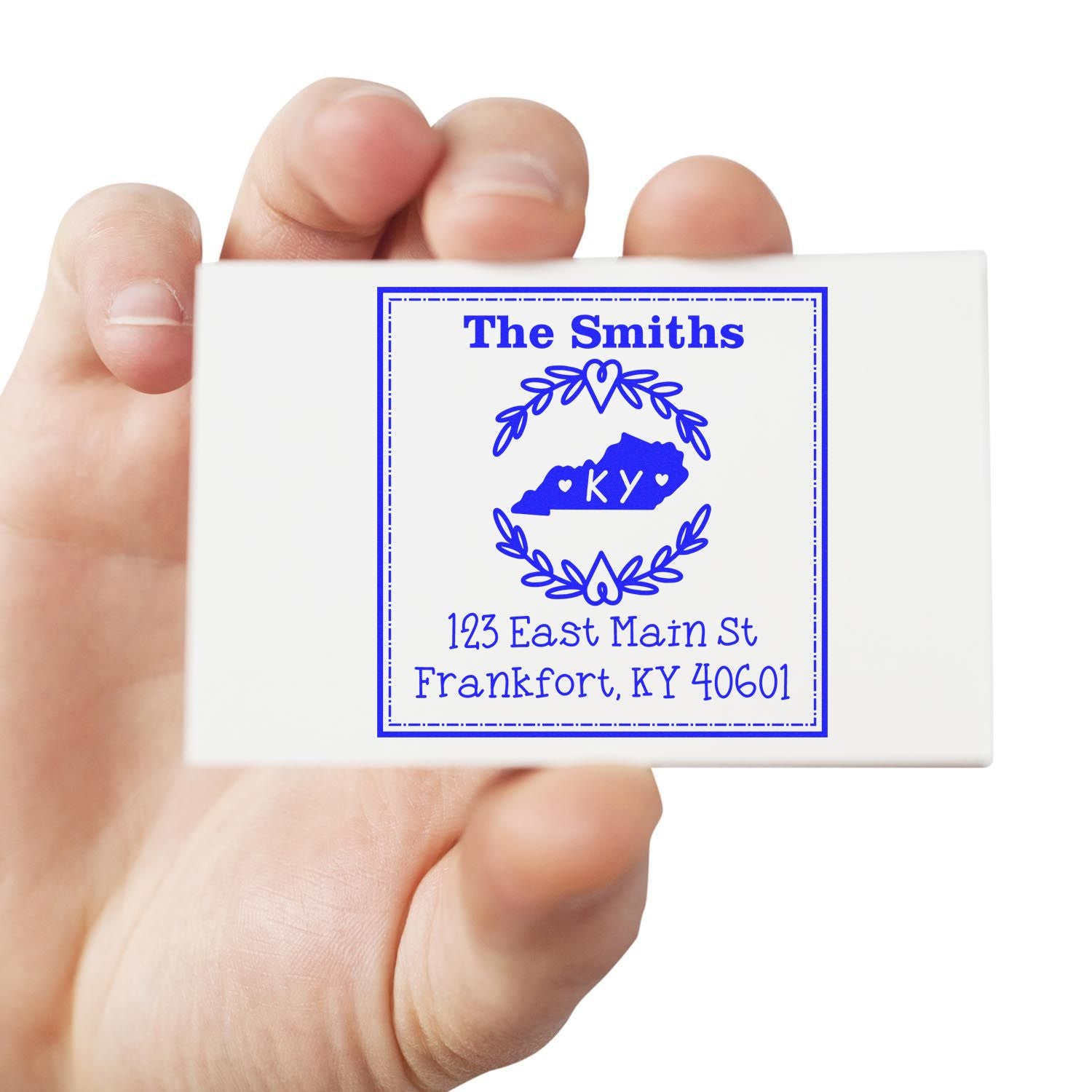 PSI Pre-Inked Kentucky State Wreath Custom-Made Mail Address Rubber Stamp - Engineer Seal Stamps