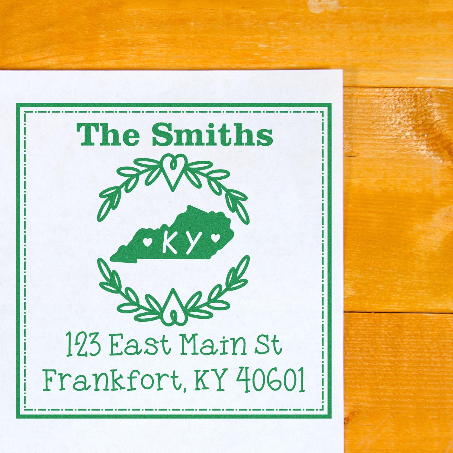 PSI Pre-Inked Kentucky State Wreath Custom-Made Mail Address Rubber Stamp - Engineer Seal Stamps