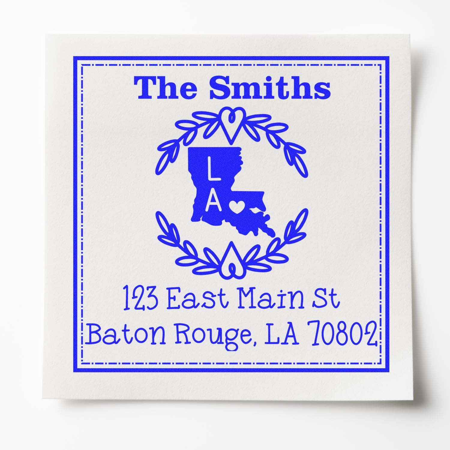 Wood Handle Louisiana State Wreath Custom-Made Mail Rubber Stamp - Engineer Seal Stamps