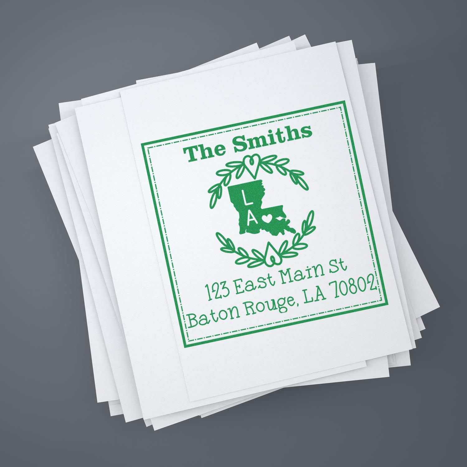 Self-Inking Louisiana State Wreath Custom-Made Address Return Stamper - Engineer Seal Stamps