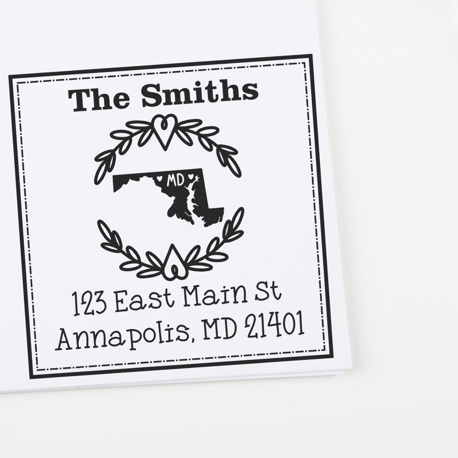 Wood Handle Maryland State Wreath Custom-Made Home Address Stamper - Engineer Seal Stamps