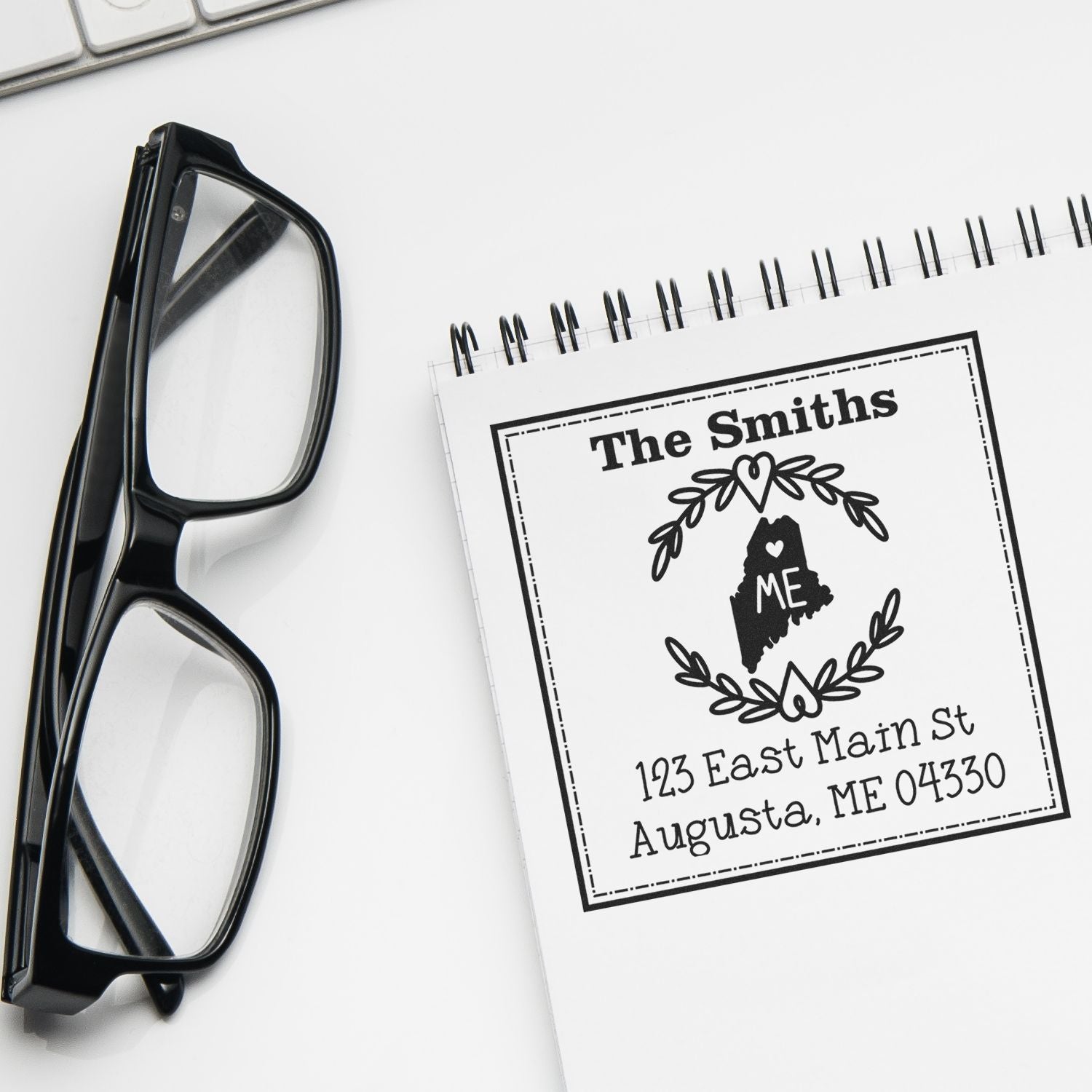 Self-Inking Maine State Wreath Custom-Made Address Return Rubber Stamp - Engineer Seal Stamps