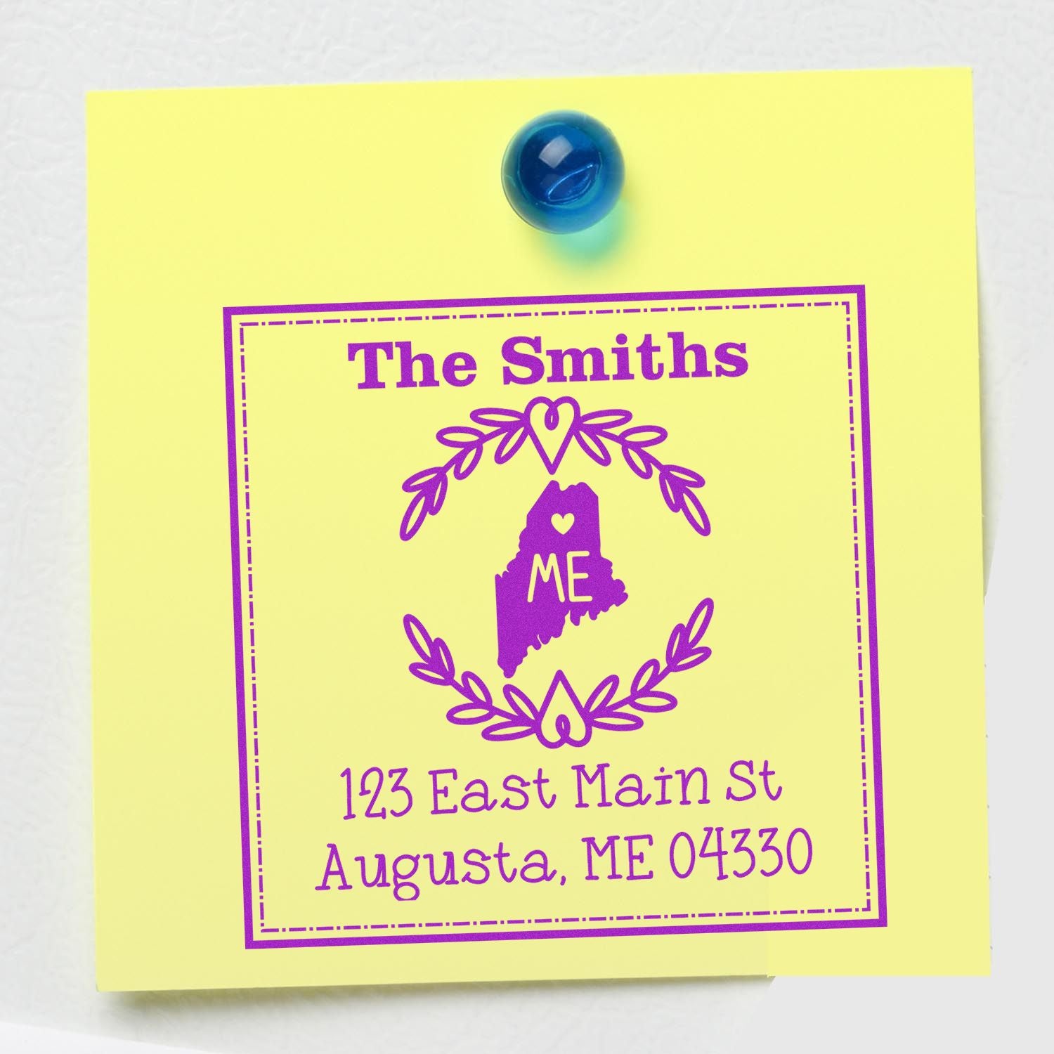 Slim Maine State Wreath Personalized Address Stamp - Engineer Seal Stamps