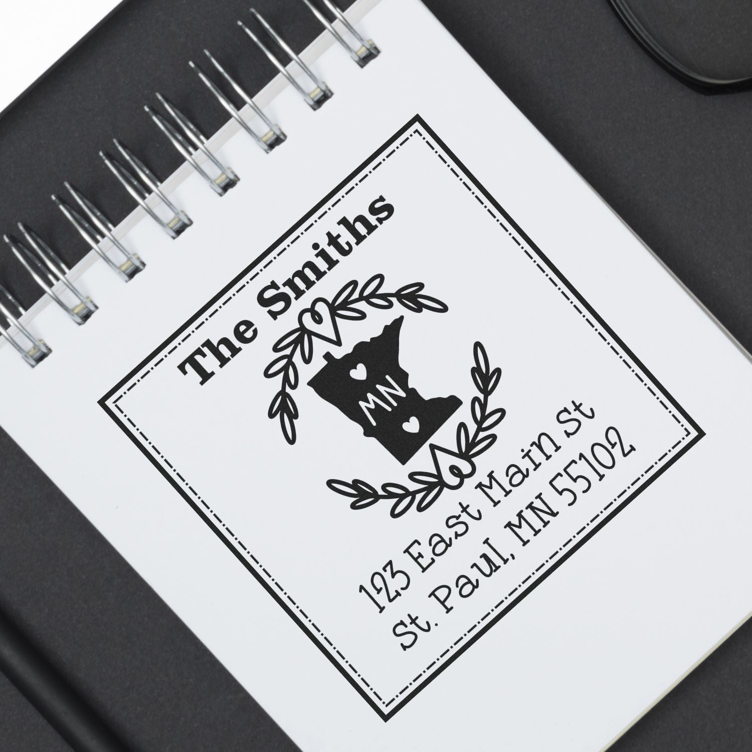 PSI Pre-Inked Minnesota State Wreath Custom-Made Home Address for Envelopes Rubber Stamp - Engineer Seal Stamps