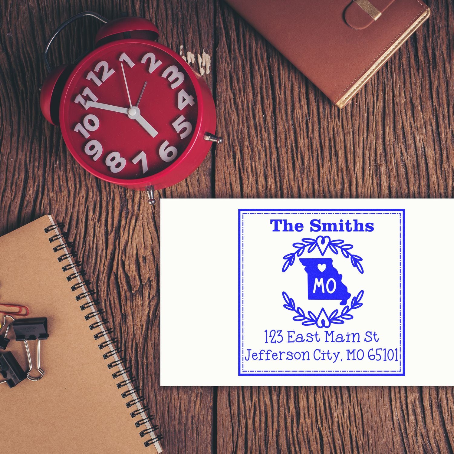 Self-Inking Missouri State Wreath Custom-Made Mail Address Rubber Stamp - Engineer Seal Stamps