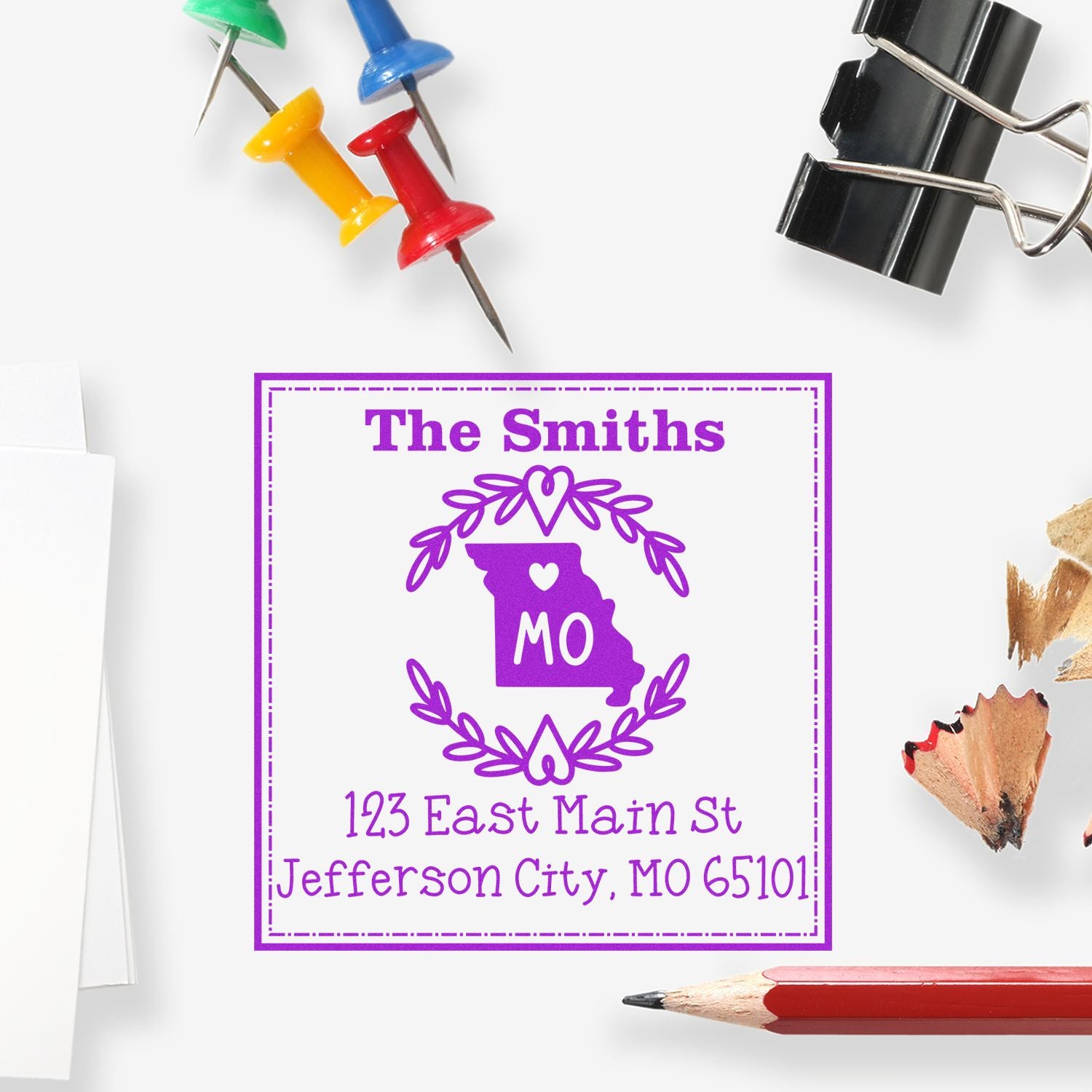 Slim Missouri State Wreath Personalized Name and Address Stamp - Engineer Seal Stamps