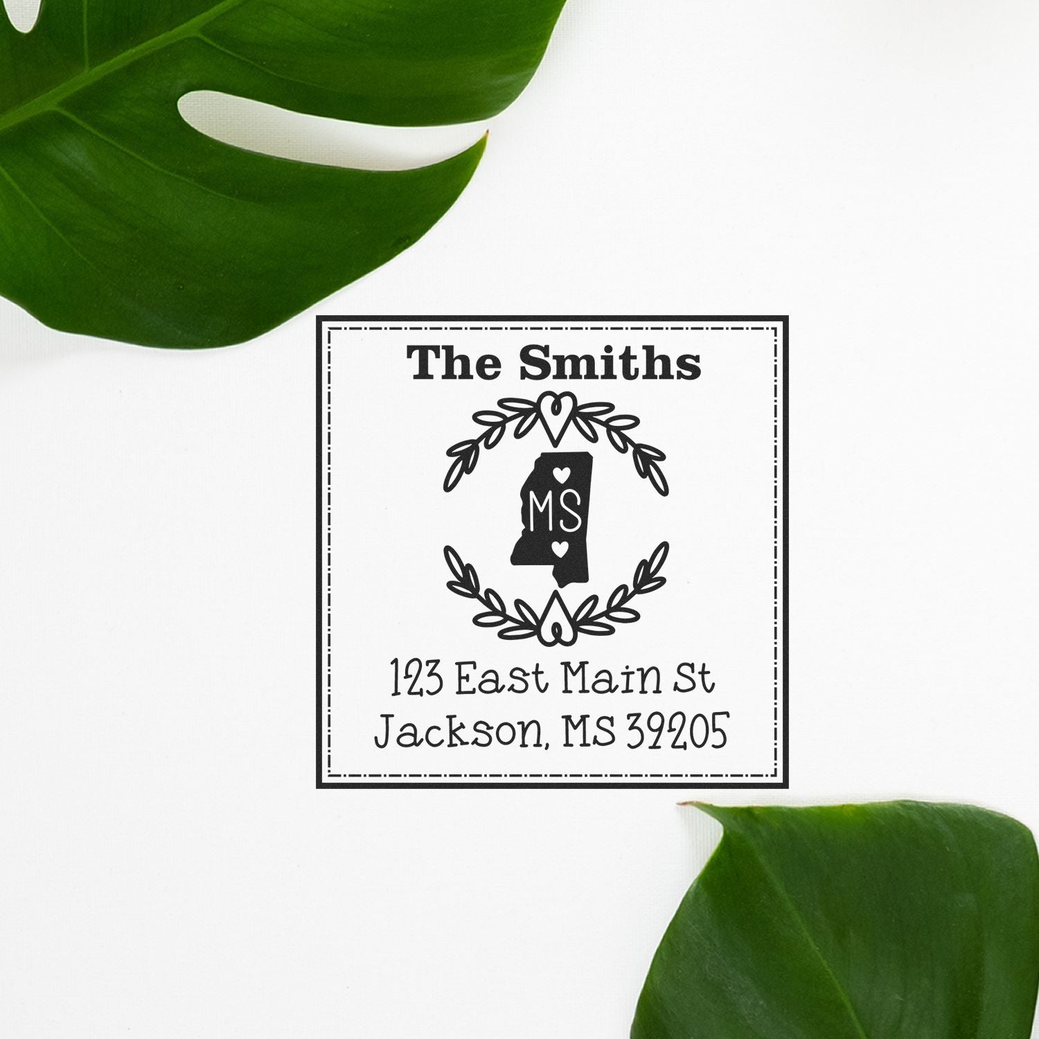 PSI Pre-Inked Mississippi State Wreath Custom-Made Address Label Stamp - Engineer Seal Stamps