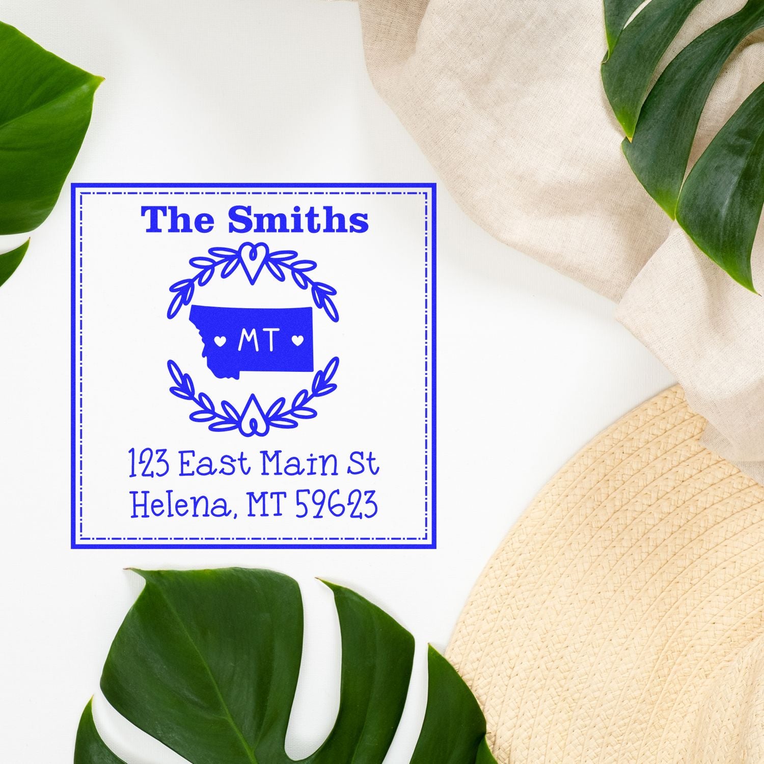 Slim Montana State Wreath Personalized Name and Address Stamper - Engineer Seal Stamps