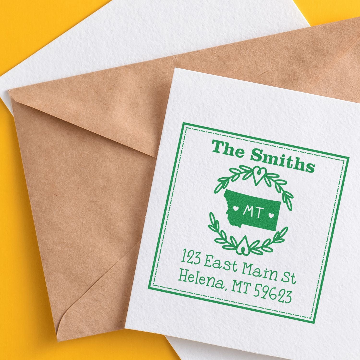 PSI Pre-Inked Montana State Wreath Custom-Made Address Label Rubber Stamp - Engineer Seal Stamps
