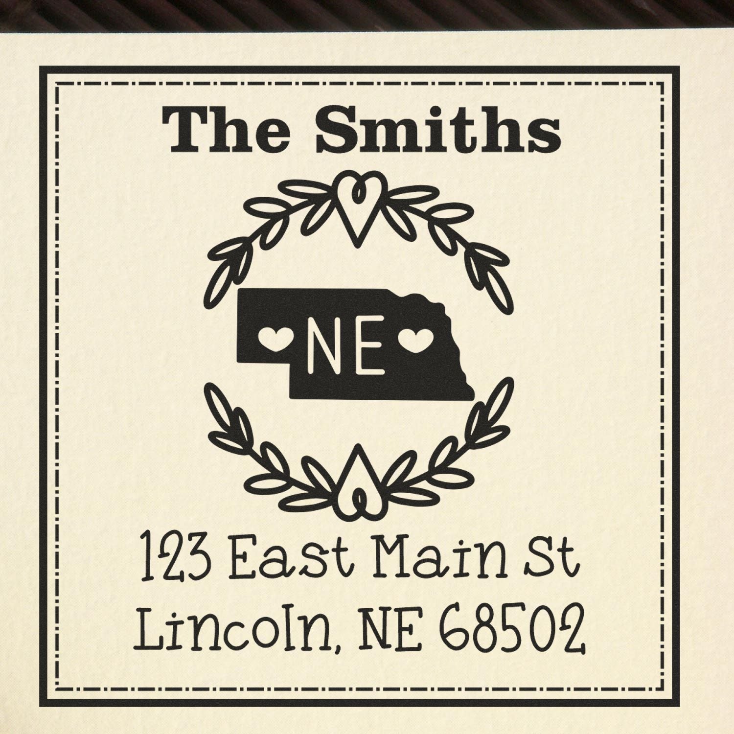 PSI Pre-Inked Nebraska State Wreath Personalized Address Stamp - Engineer Seal Stamps