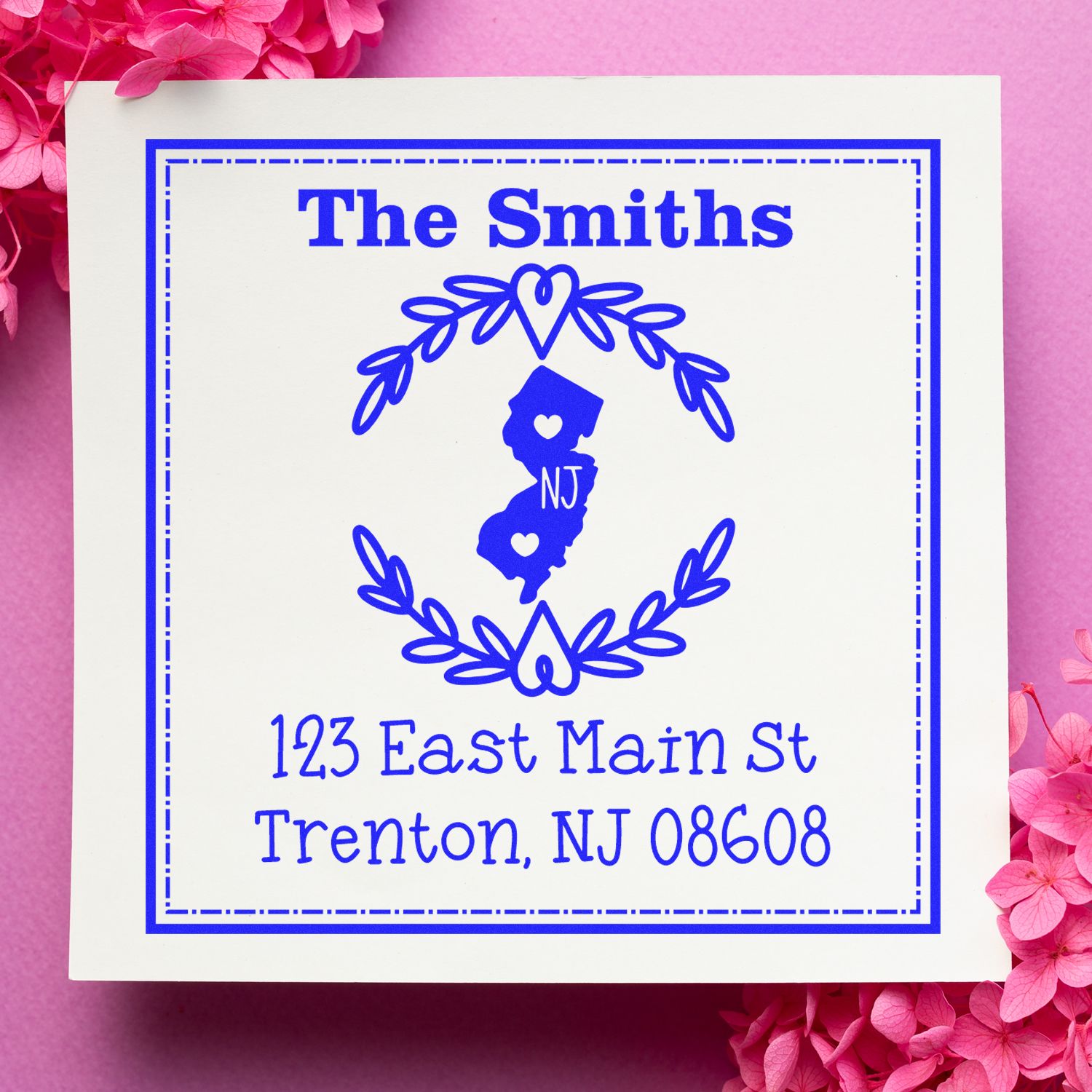 Self-Inking New Jersey State Wreath Custom-Made Home Address for Envelopes Stamper - Engineer Seal Stamps